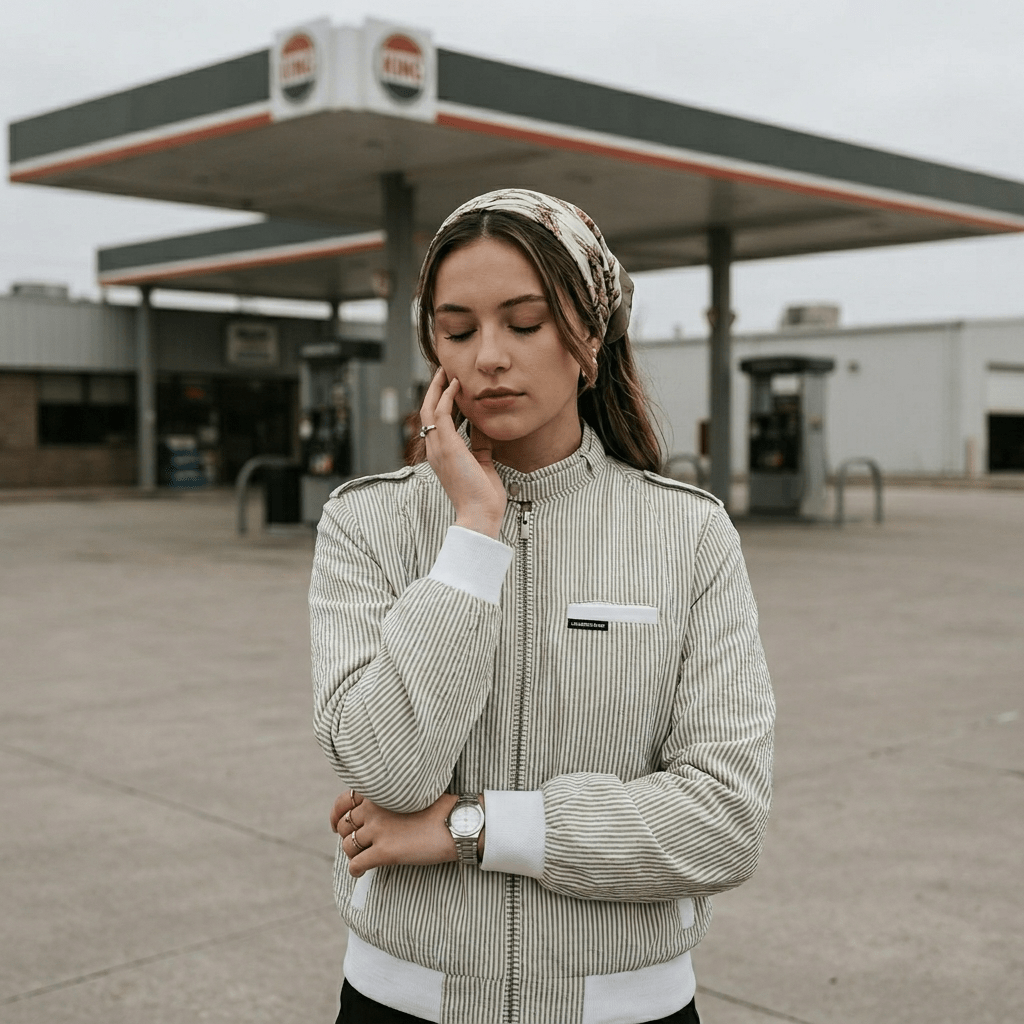 Women's Oversized Seersucker Iconic Racer Jacket