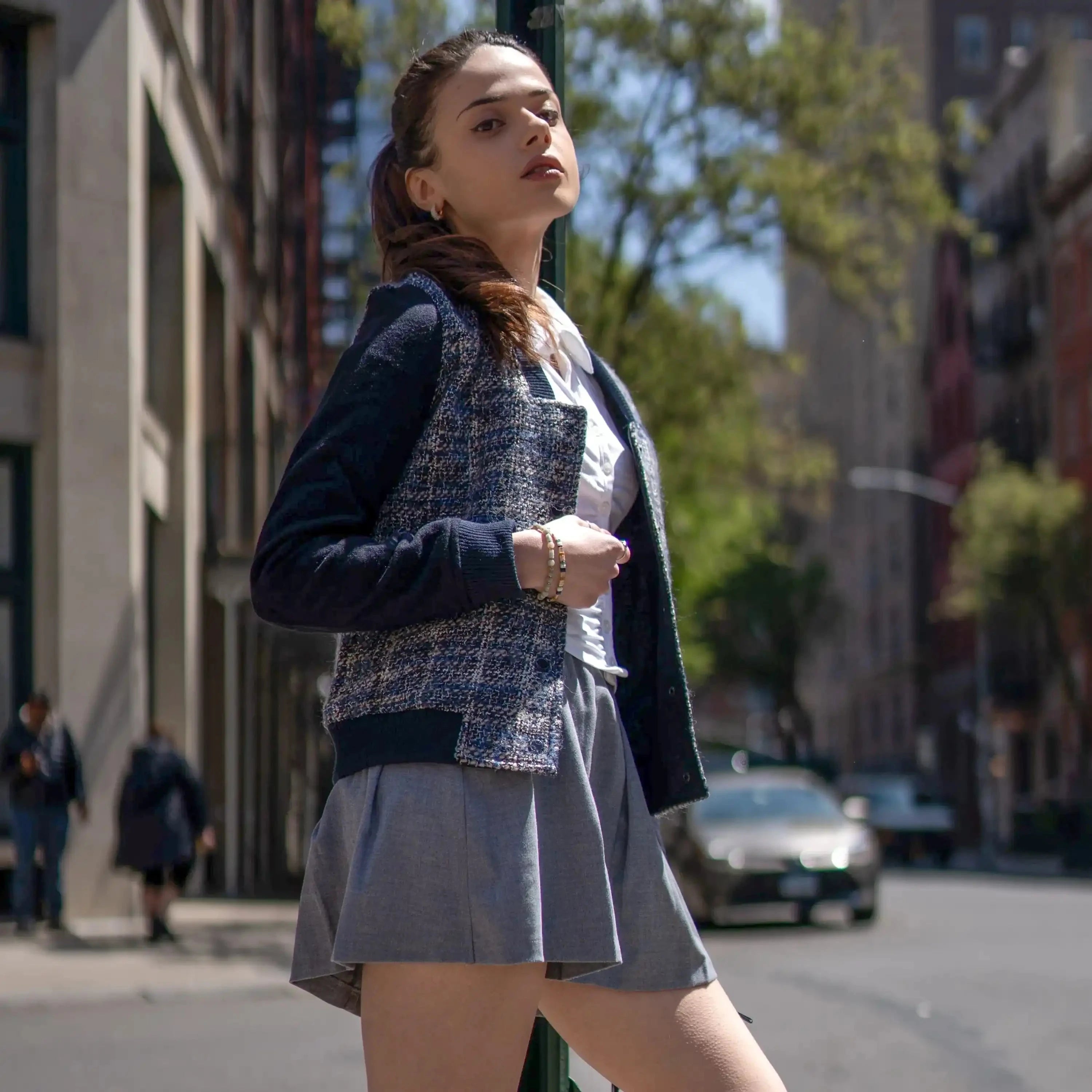 Women's Updated Tweed Varsity Jacket with Contrast Sleeve - FINAL SALE Womens Jacket Members Only®