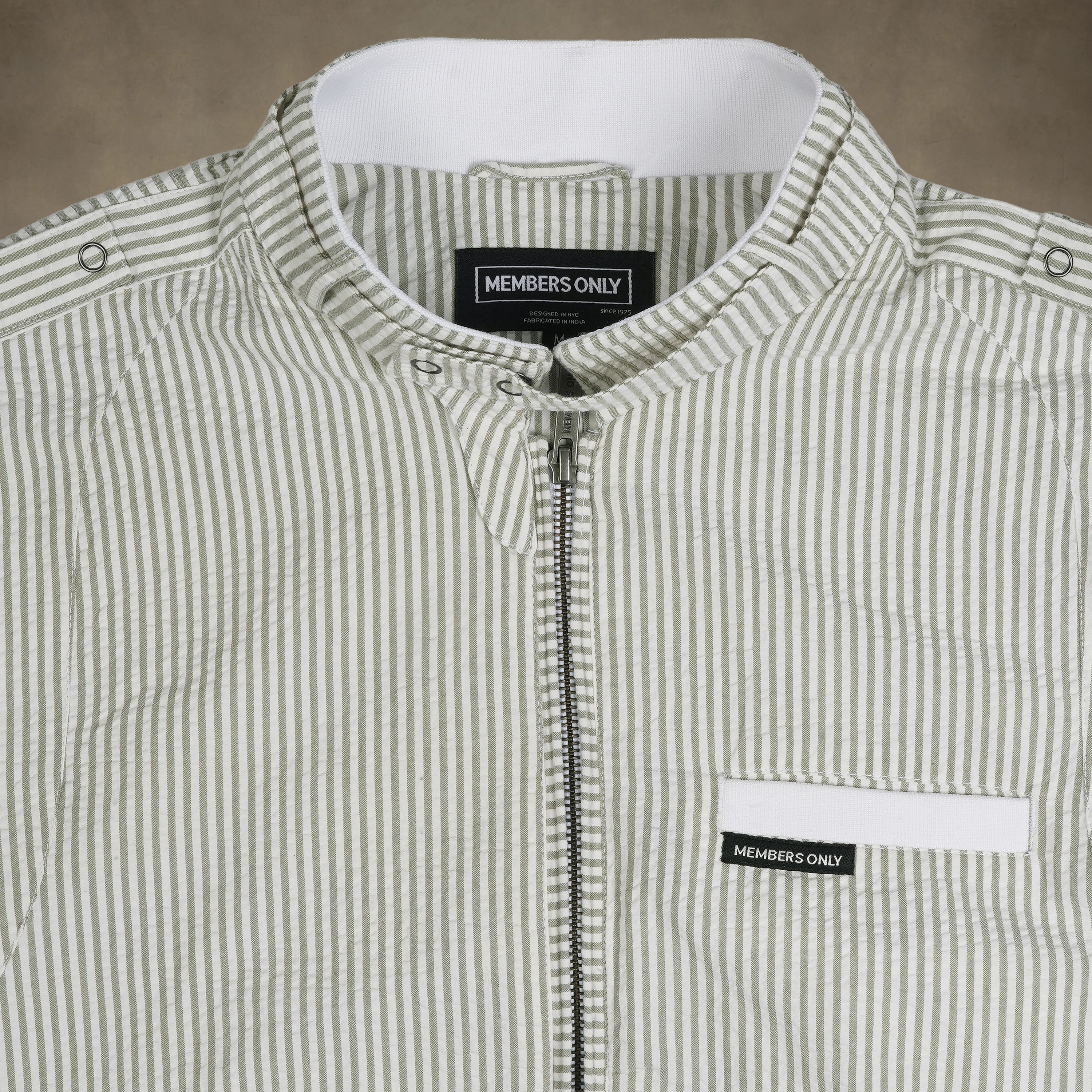 Women's Oversized Seersucker Iconic Racer Jacket