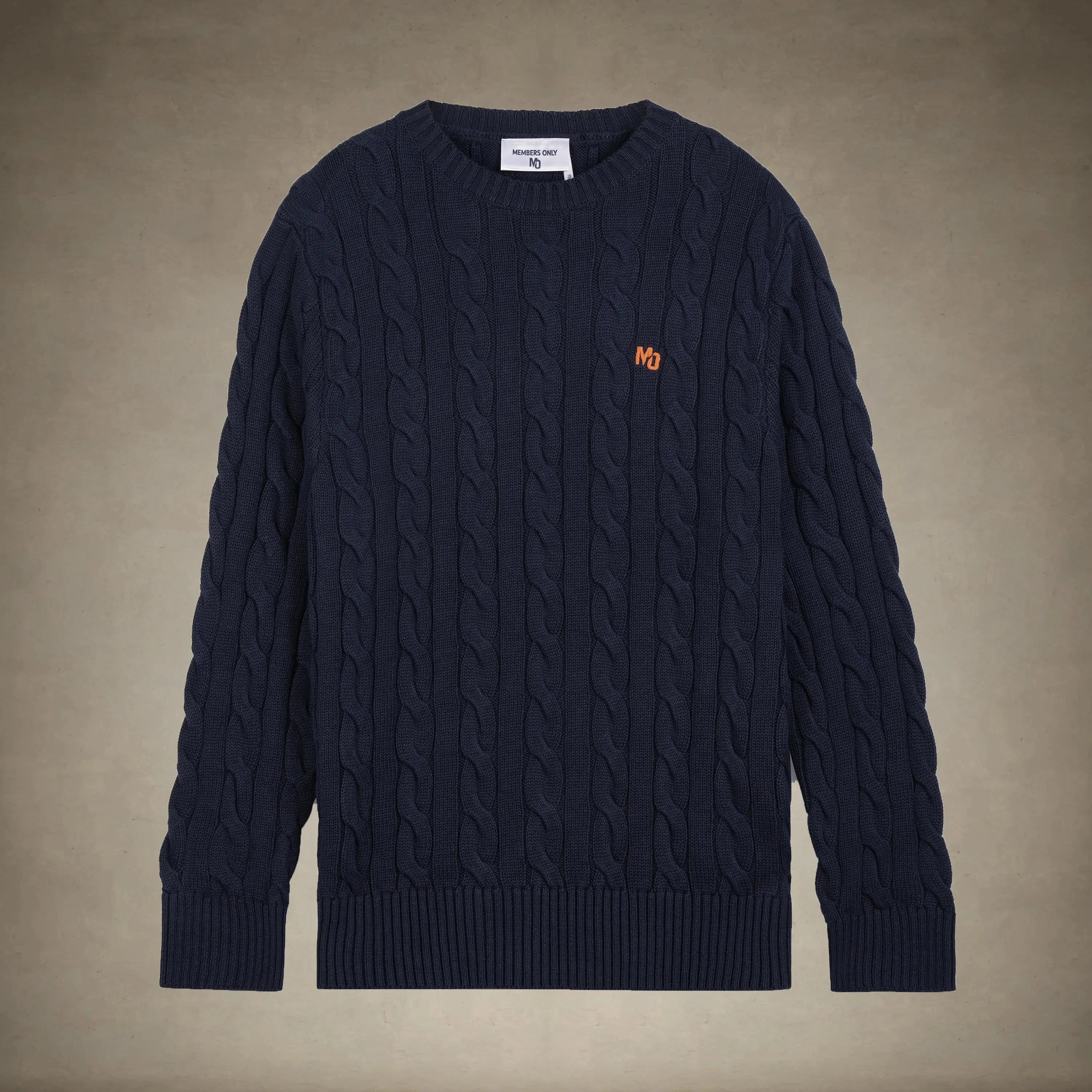 Men's Crew Neck Cable Sweater Members Only® Navy Small
