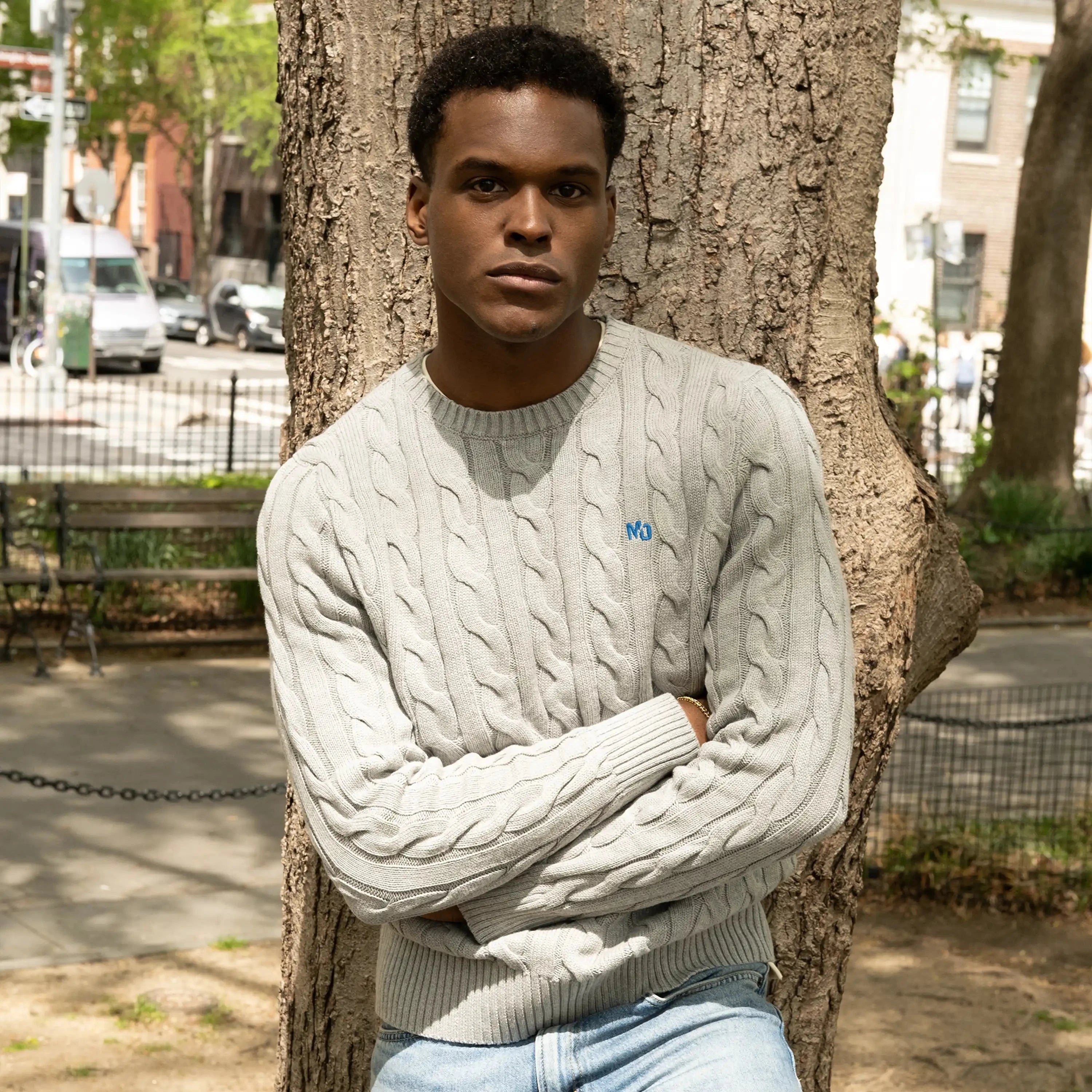 Men's Crew Neck Cable Sweater Members Only®