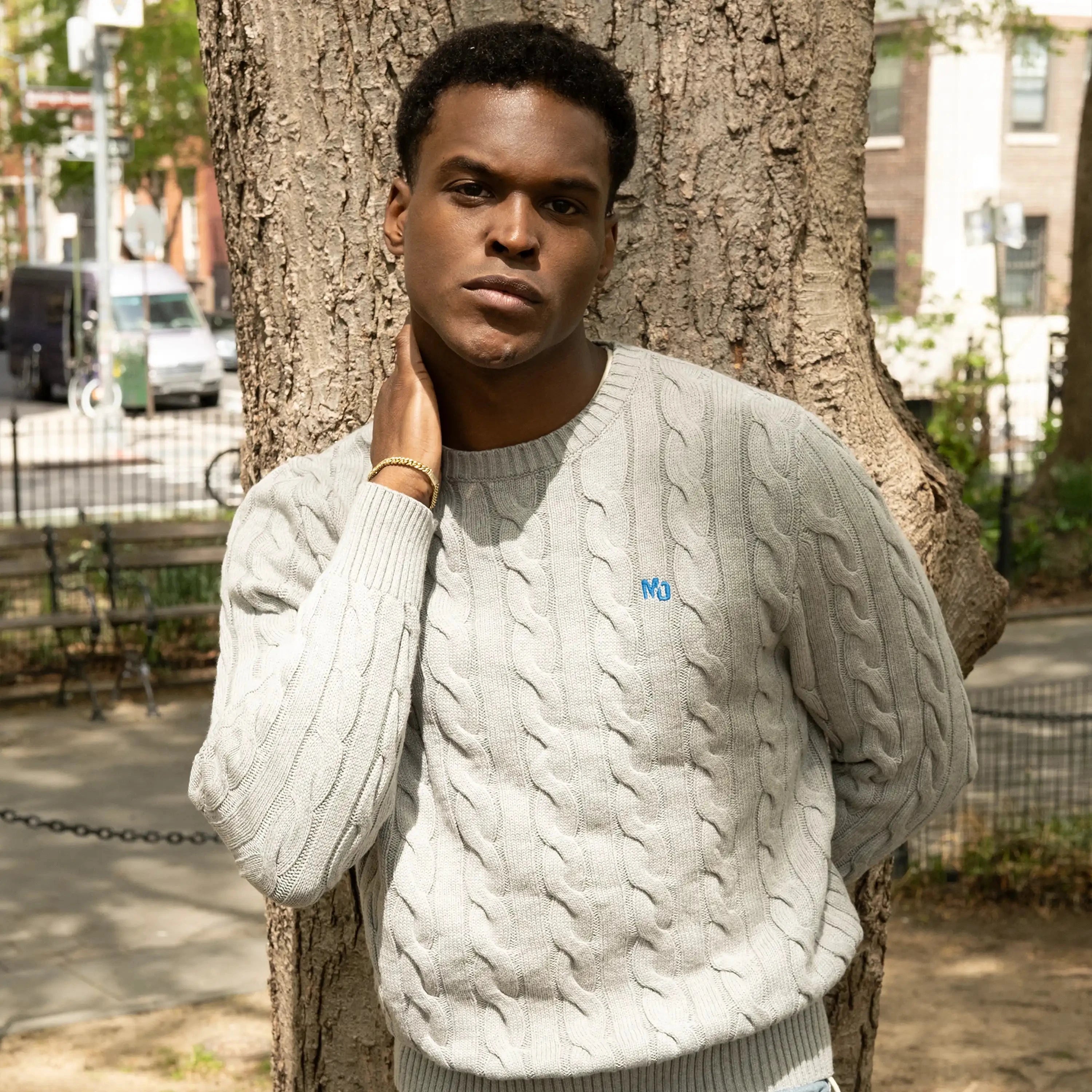 Men's Crew Neck Cable Sweater Members Only®
