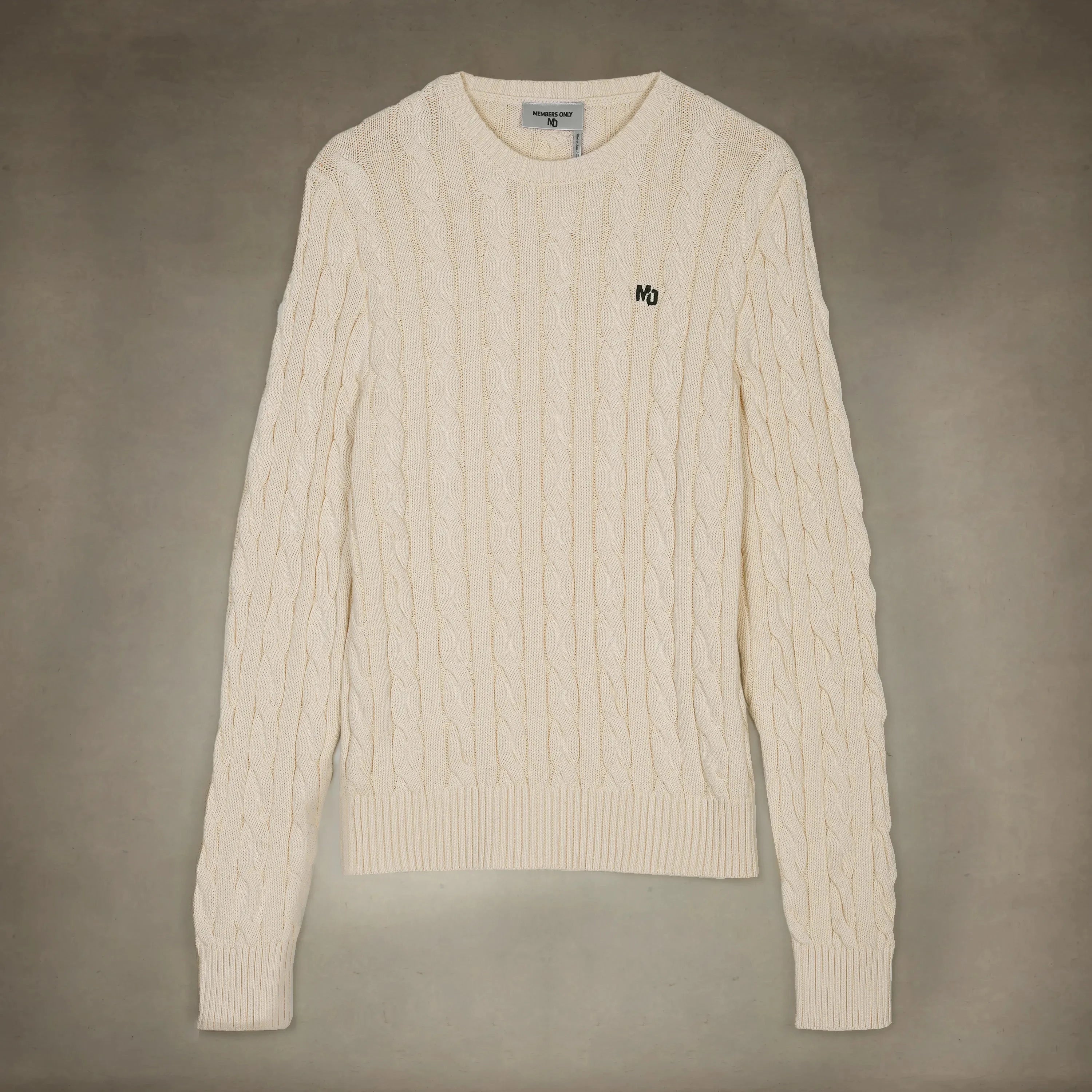 Men's Crew Neck Cable Sweater Members Only® Off-White Small