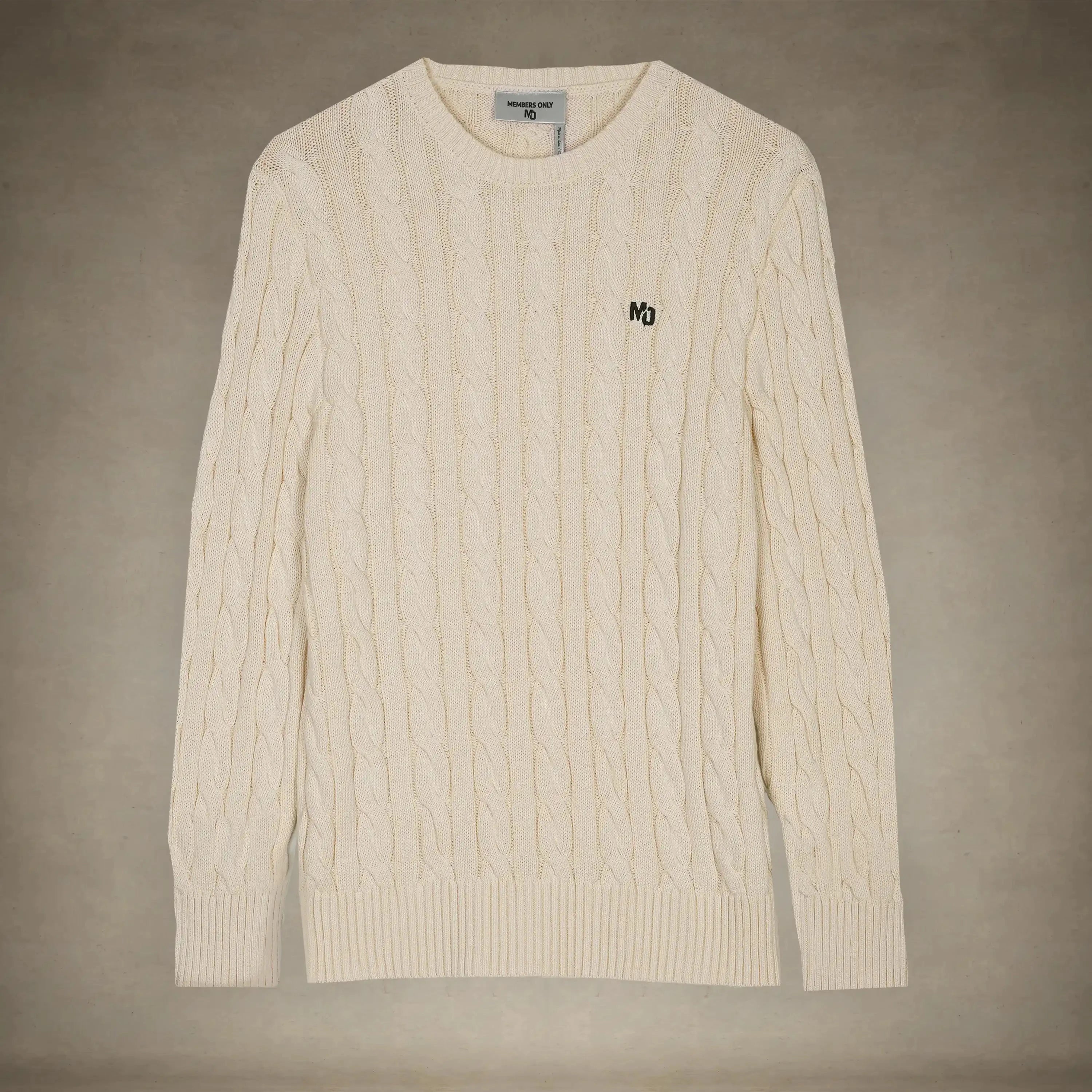 Women's Crew Neck Cable Sweater Members Only® Off-White Small