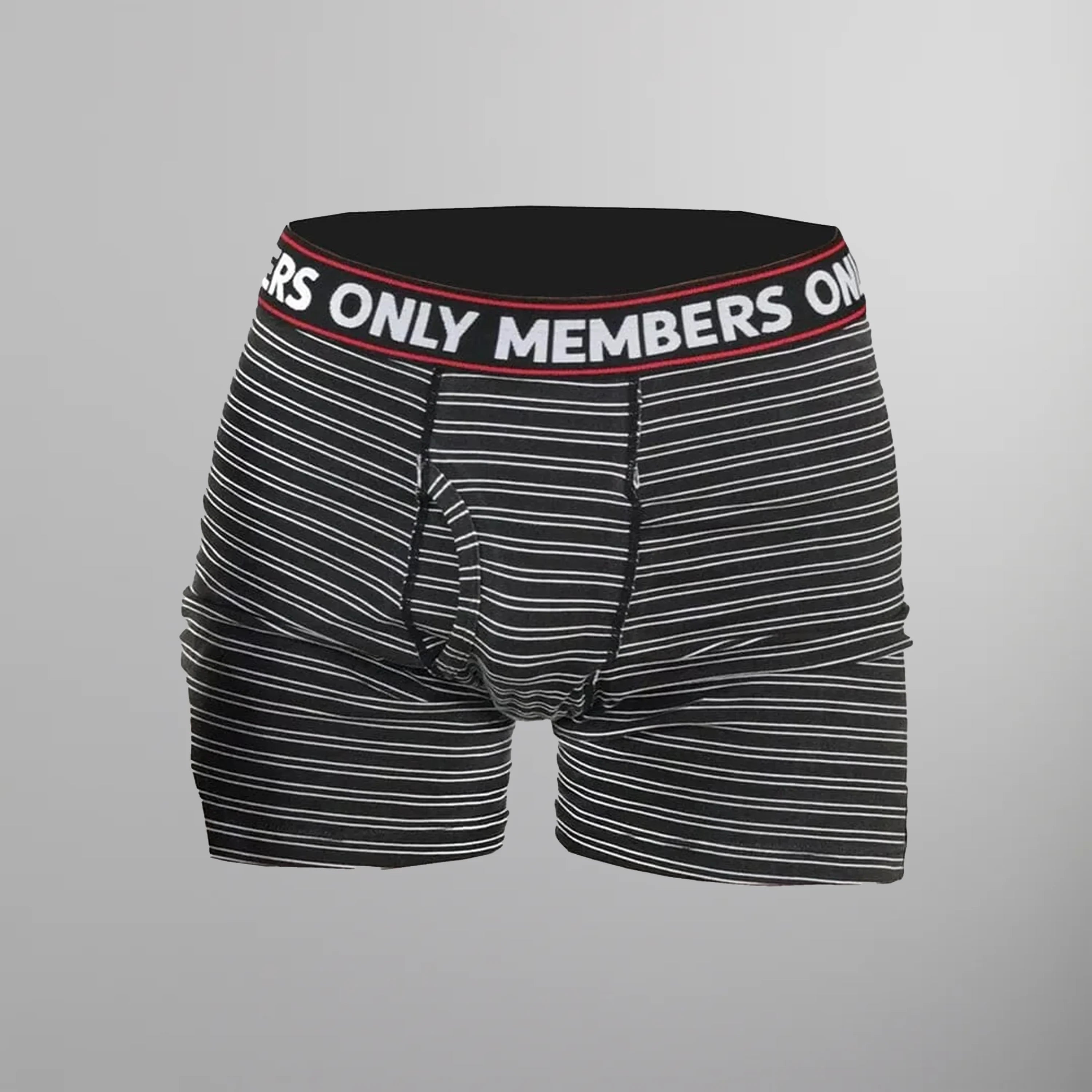 Men's 3 Pack Poly Spandex Athletic Stripe Boxer Briefs - Black White Stripe - FINAL SALE Briefs Members Only Black / White / Stripe SMALL