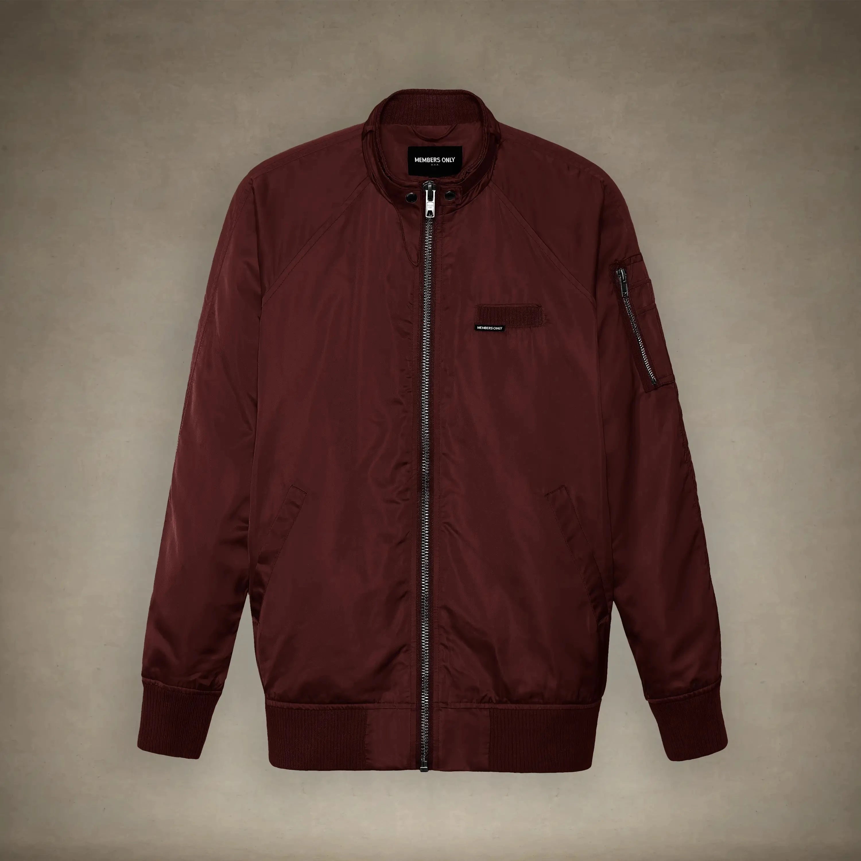 members only satin bomber jacket for women burgundy small