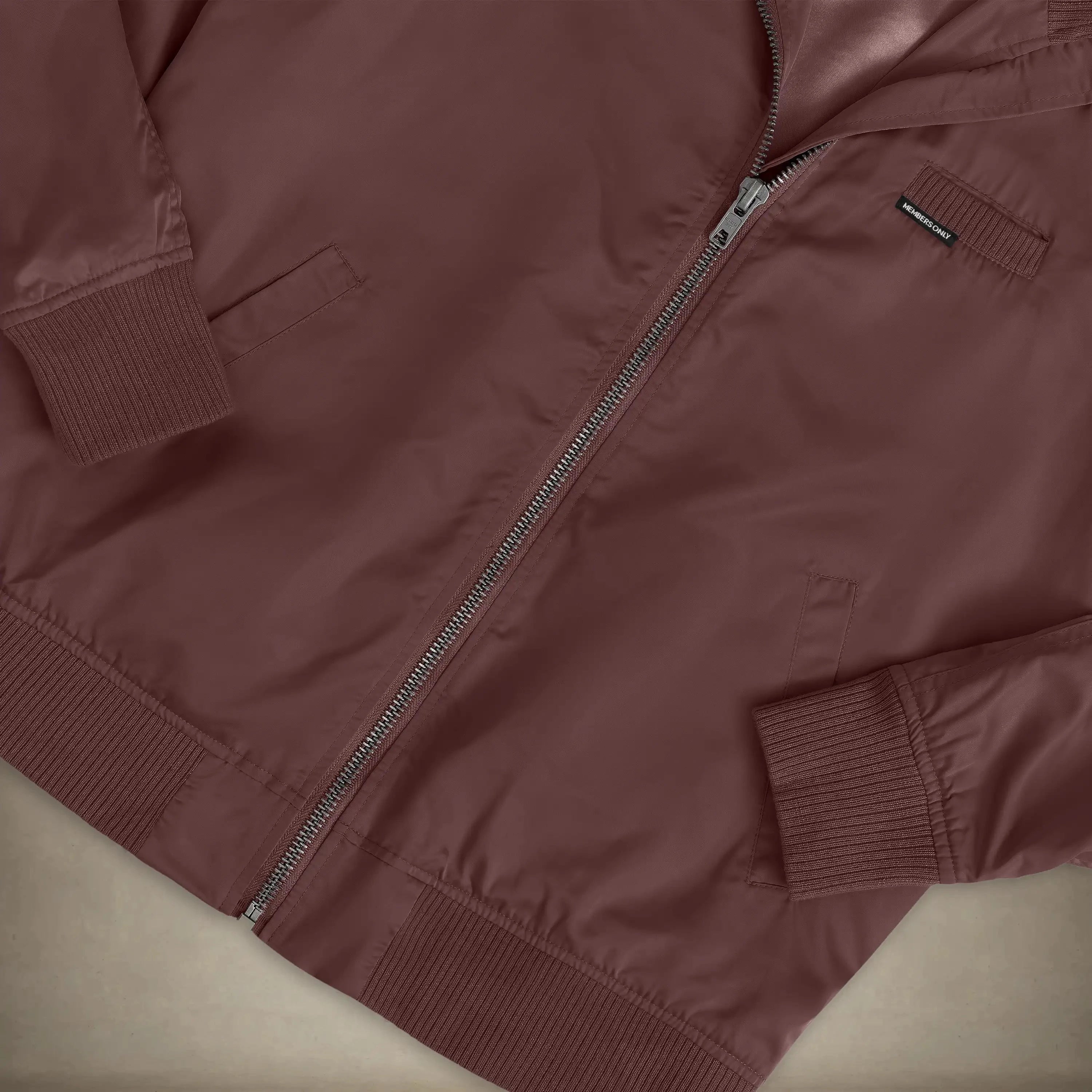 members only women's satin bomber jacket burgundy small