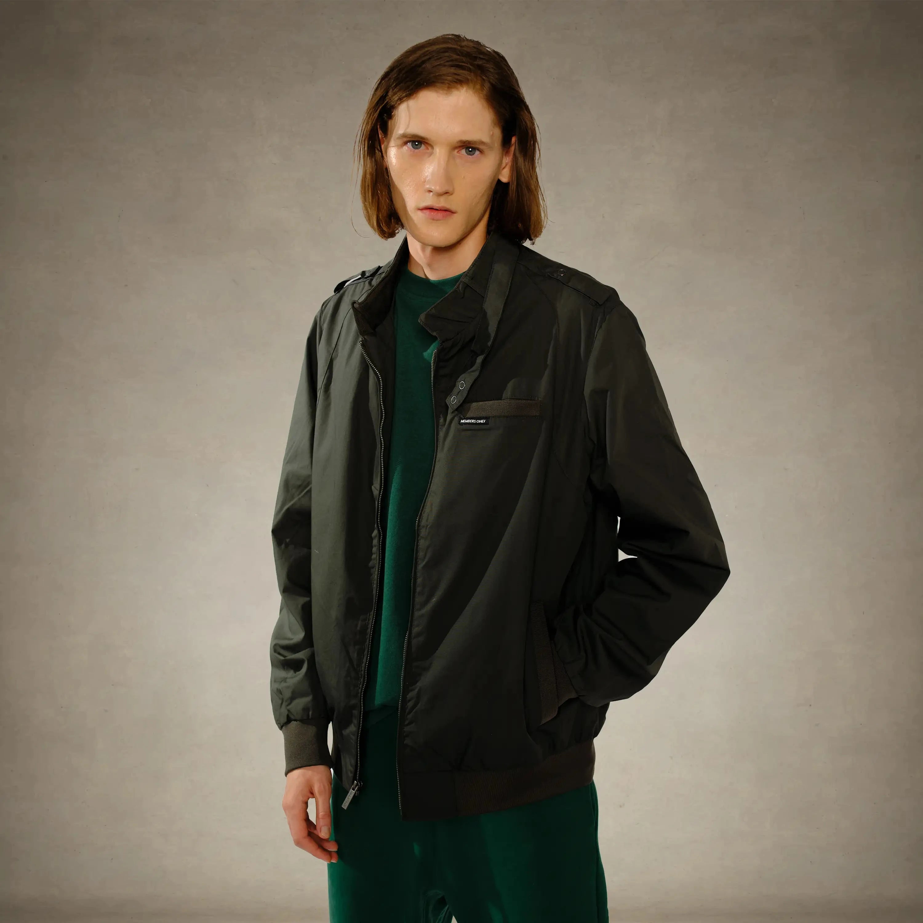 Men's Classic Iconic Racer Jacket Men's Iconic Jacket Members Only® Dark Green Small
