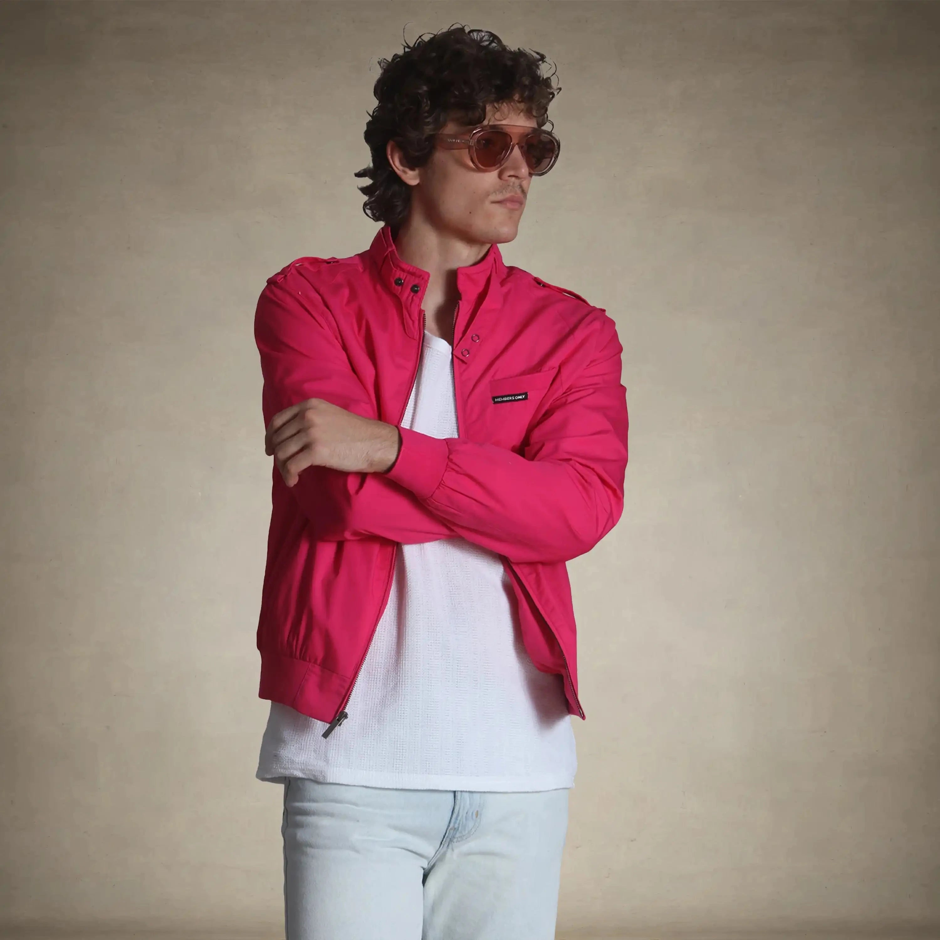 Men's Classic Iconic Racer Jacket - Hot ink