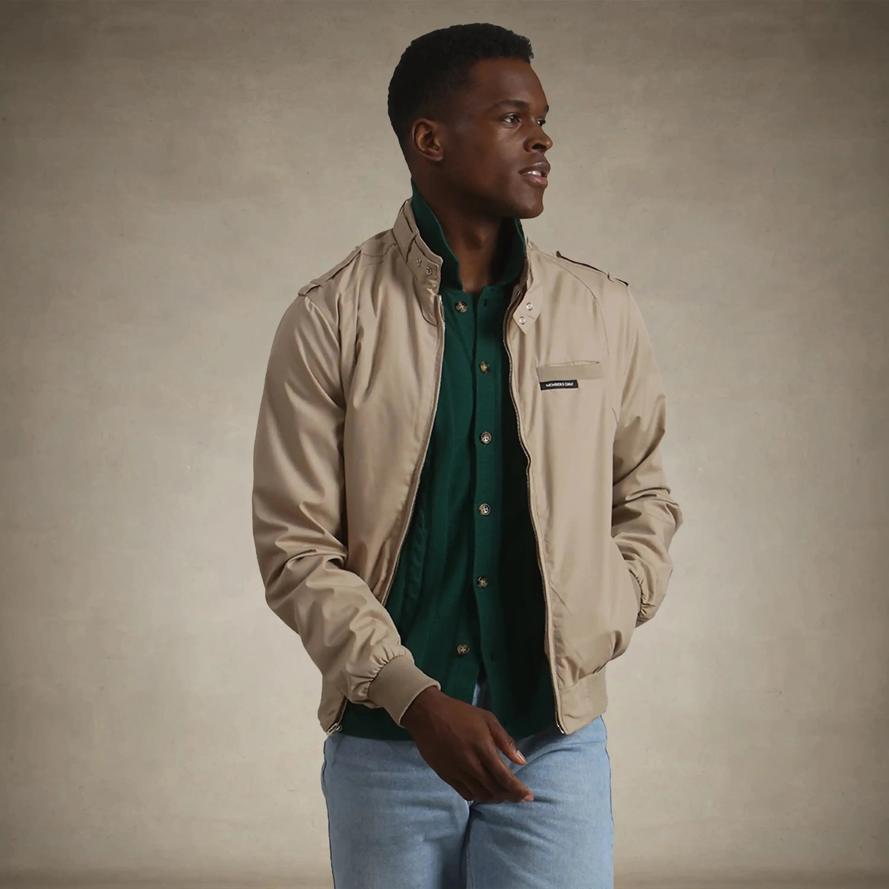 members only jacket 80s fashion khaki for men
