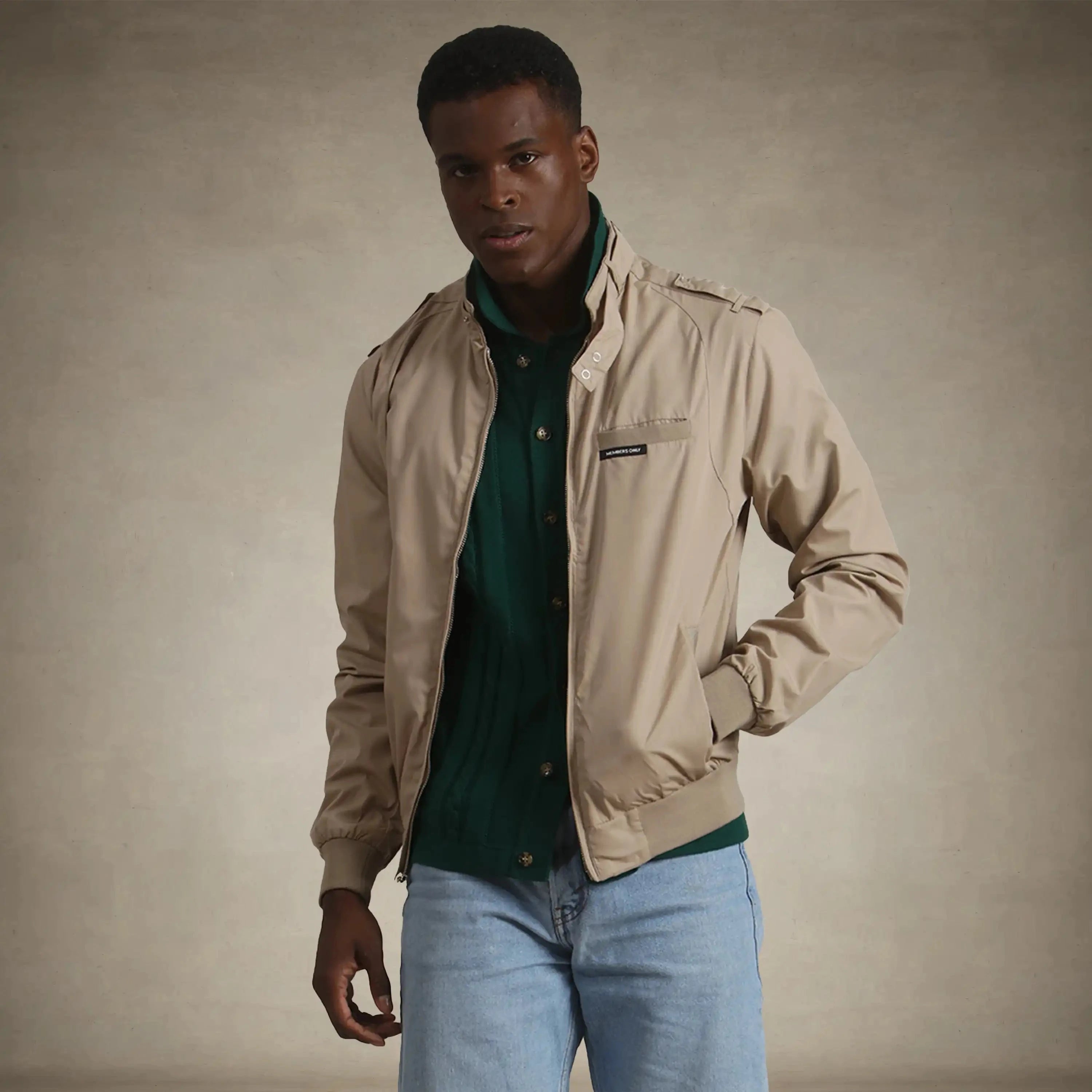 Men's Classic Iconic Racer Jacket Men's Iconic Jacket Members Only® Khaki Small