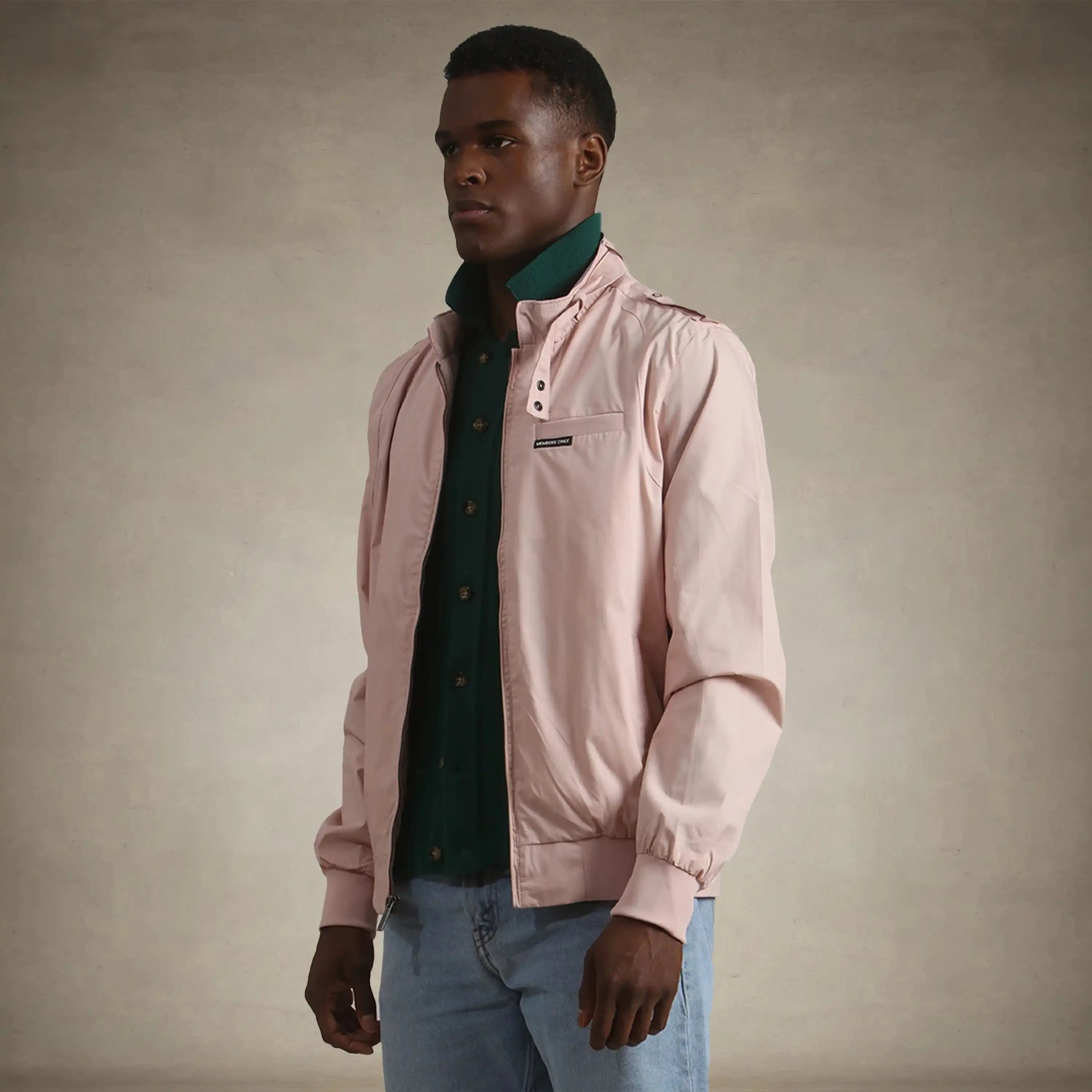 men's members only jacket 80s style light pink