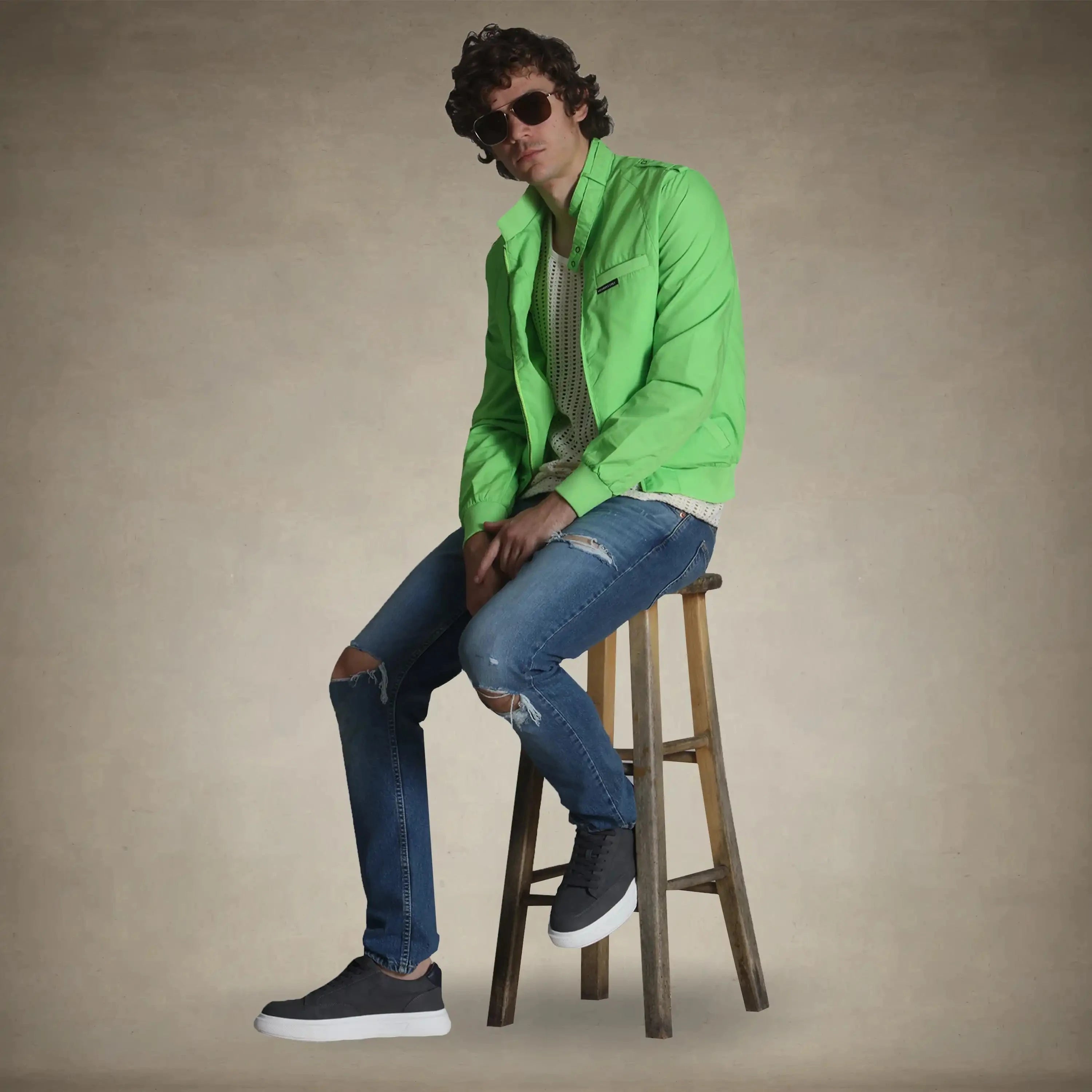 Men's Classic Iconic Racer Jacket Lime Green