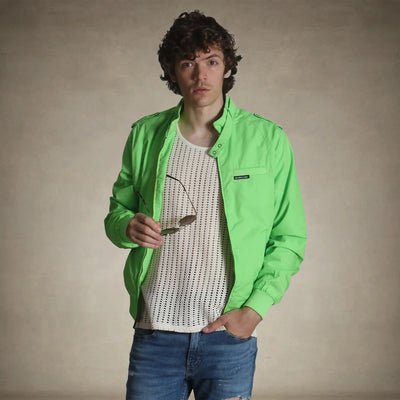 Men's Classic Iconic Racer Jacket Members Only Lime Green Small