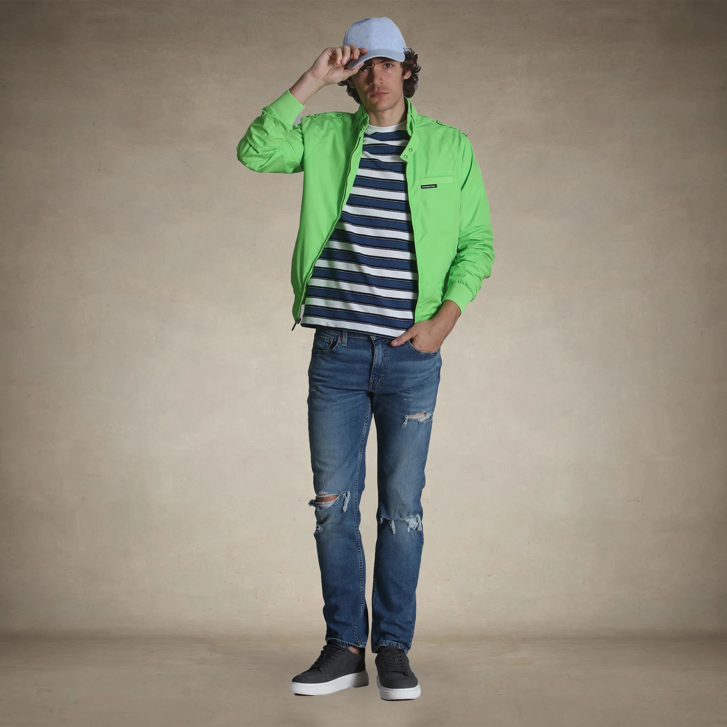 Men's Classic Iconic Racer Jacket Members Only Lime Green