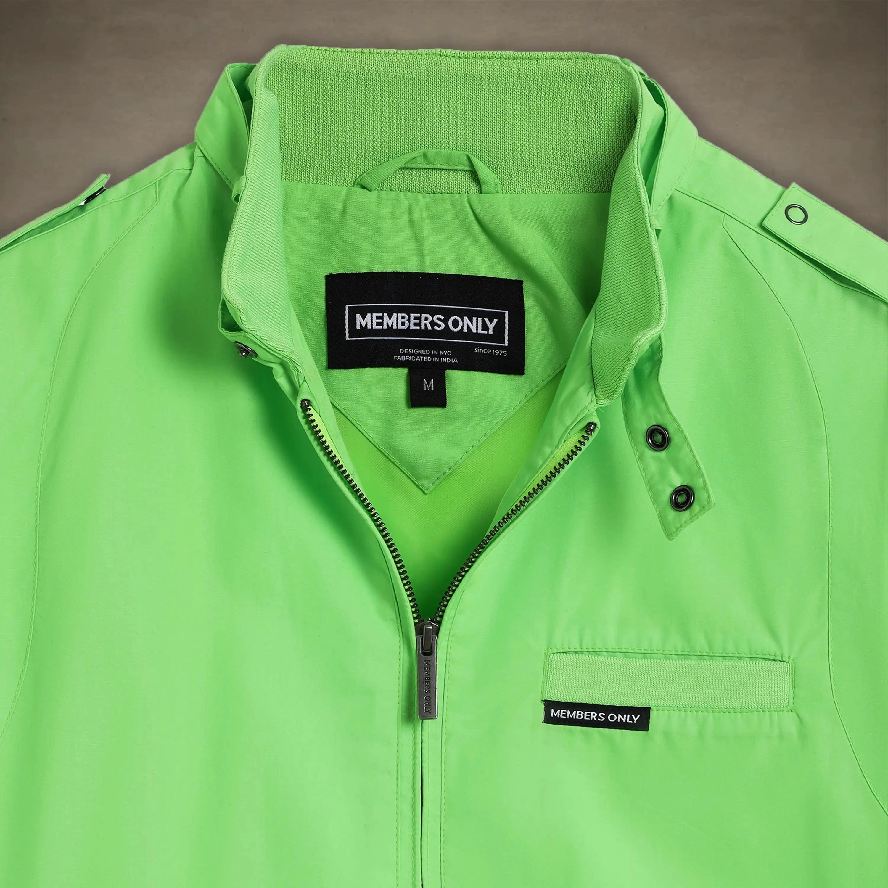 women's members only 80s fashion jacket lime green