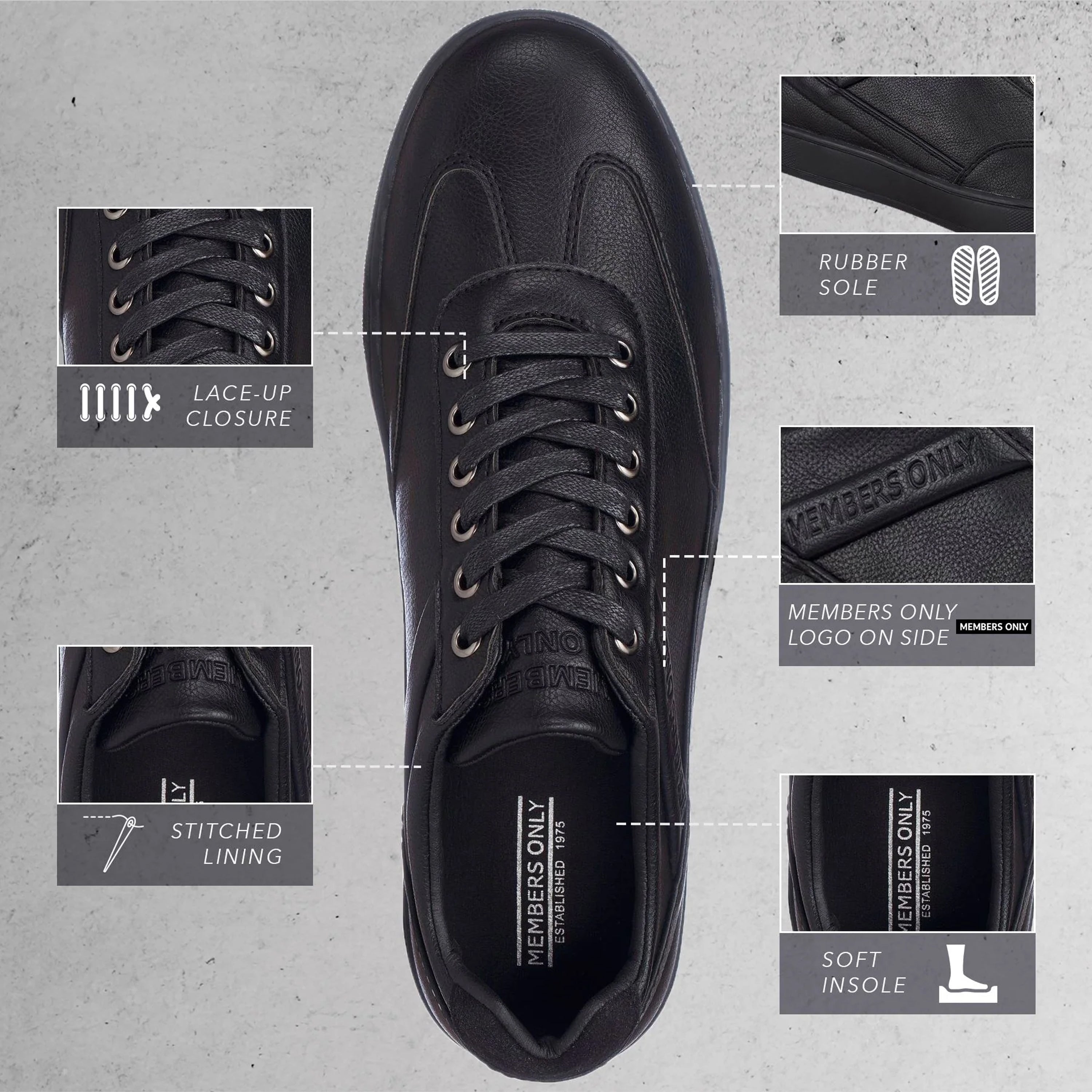 Men's Retro Low Top Court Sneakers Men's Sneaker Members Only