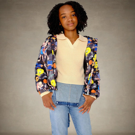 Girl's Heavy Quilted Puffer in New Looney Mash Jacket - FINAL SALE Girl's Jacket Members Only® Black 4
