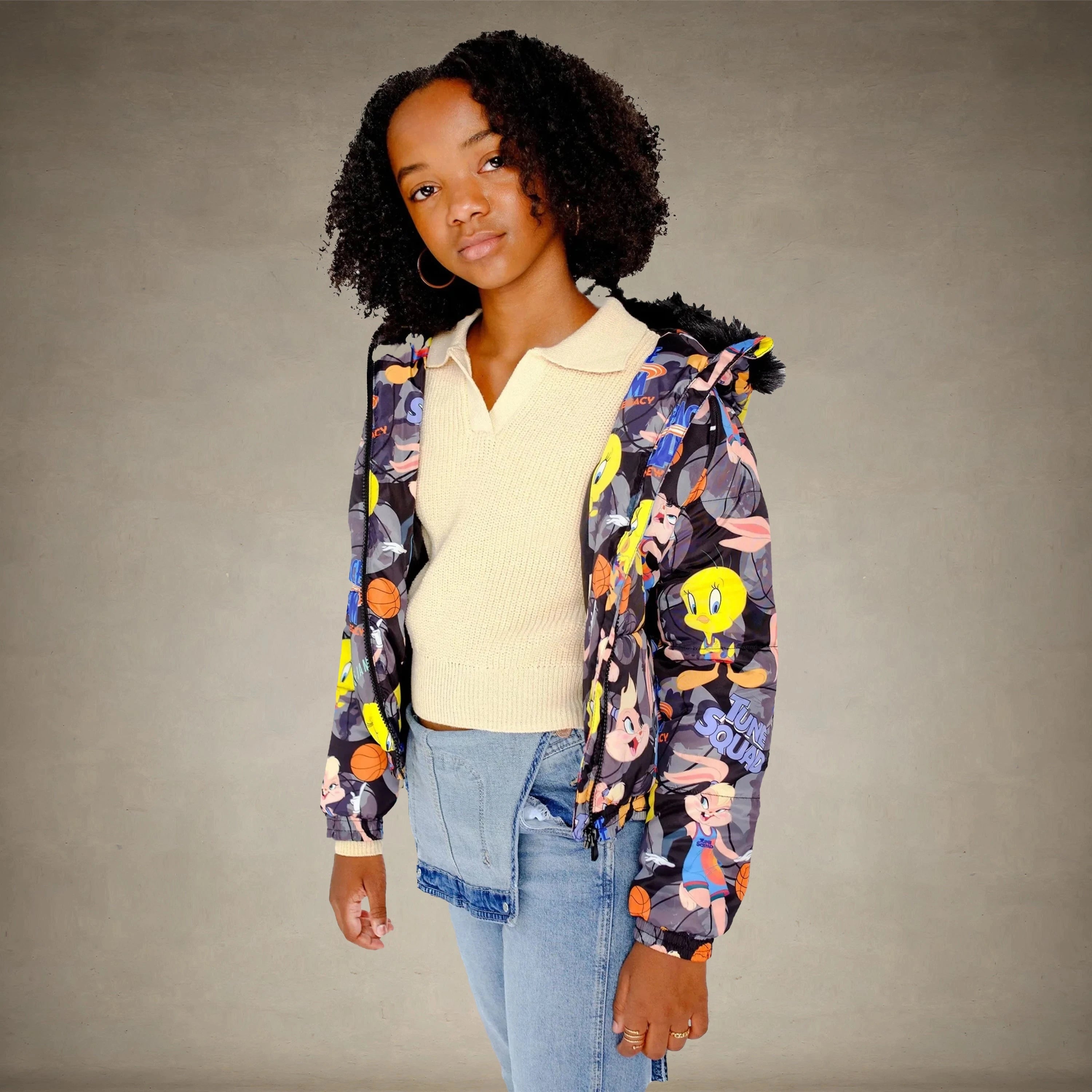 Girl's Heavy Quilted Puffer in New Looney Mash Jacket - FINAL SALE Girl's Jacket Members Only®