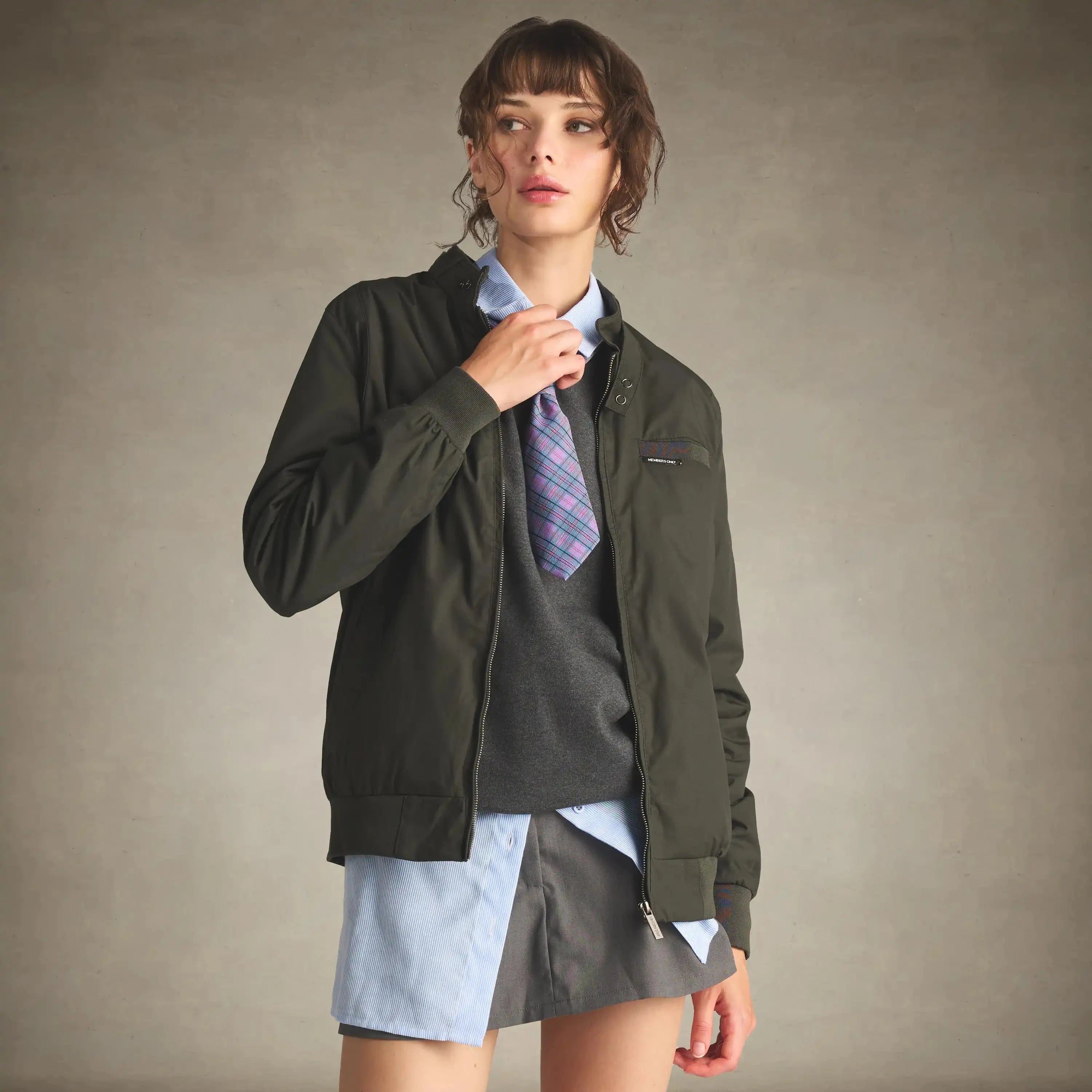 80s fashion women members only jacket dark green