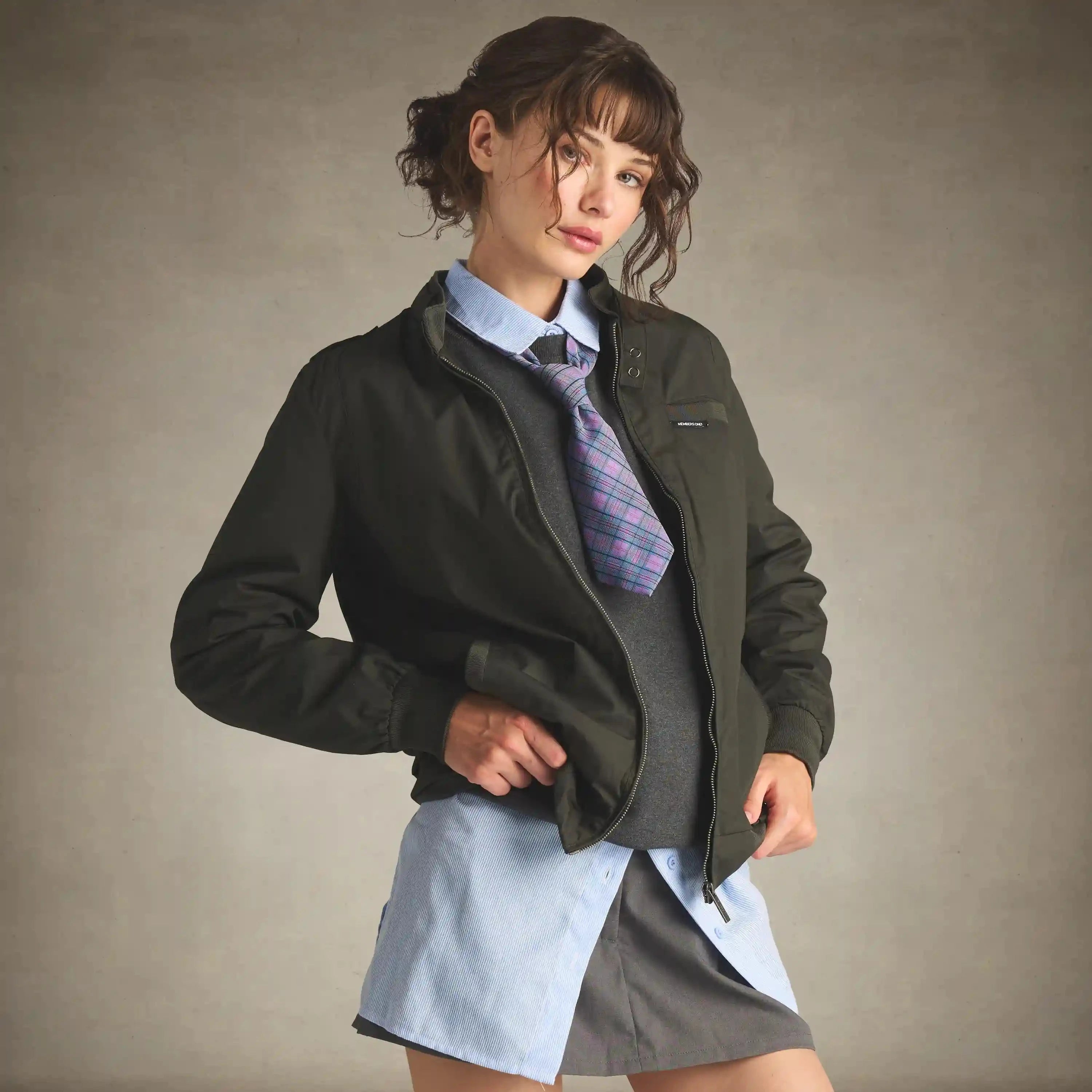 80s fashion women members only jacket dark green