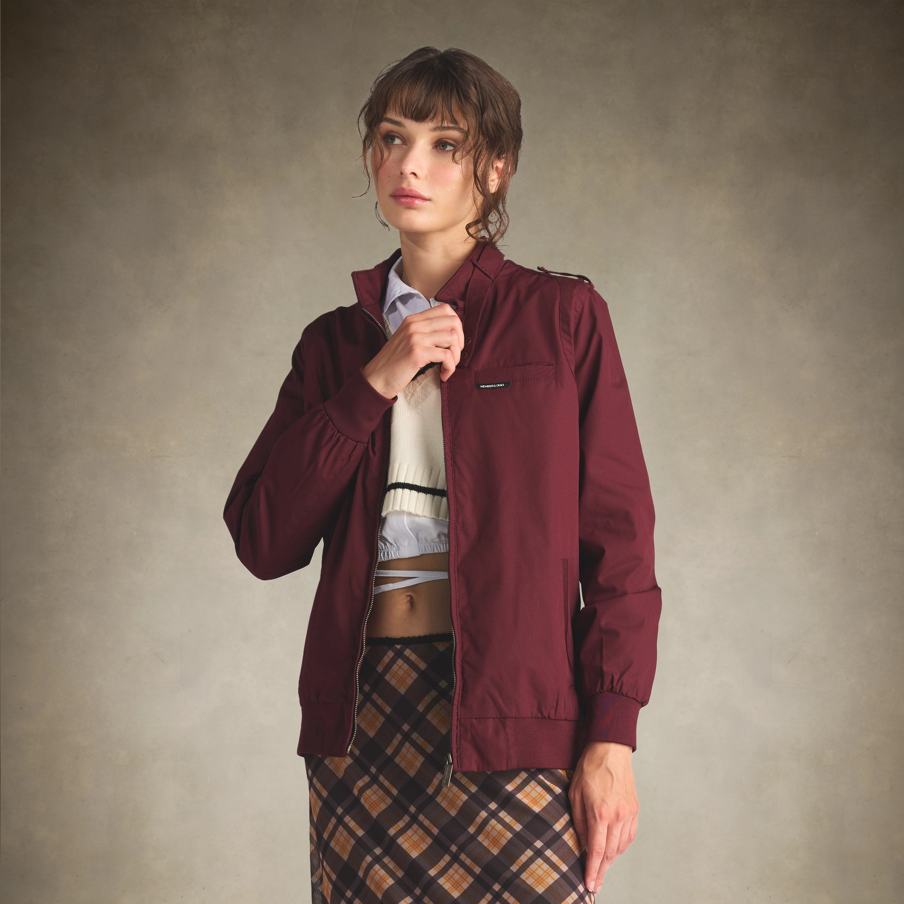 members only burgundy fall jacket for women