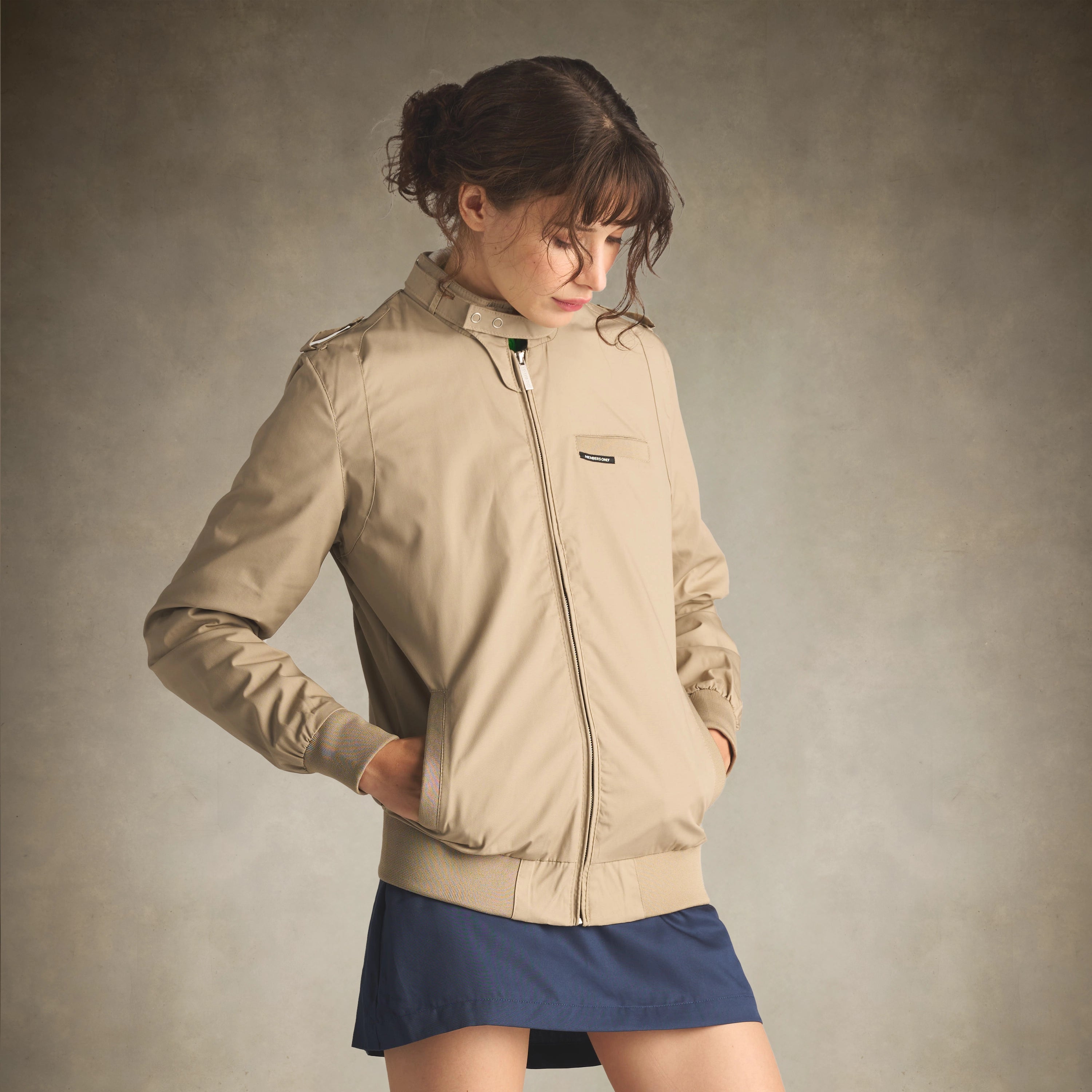 members only lightweight jacket women khaki small