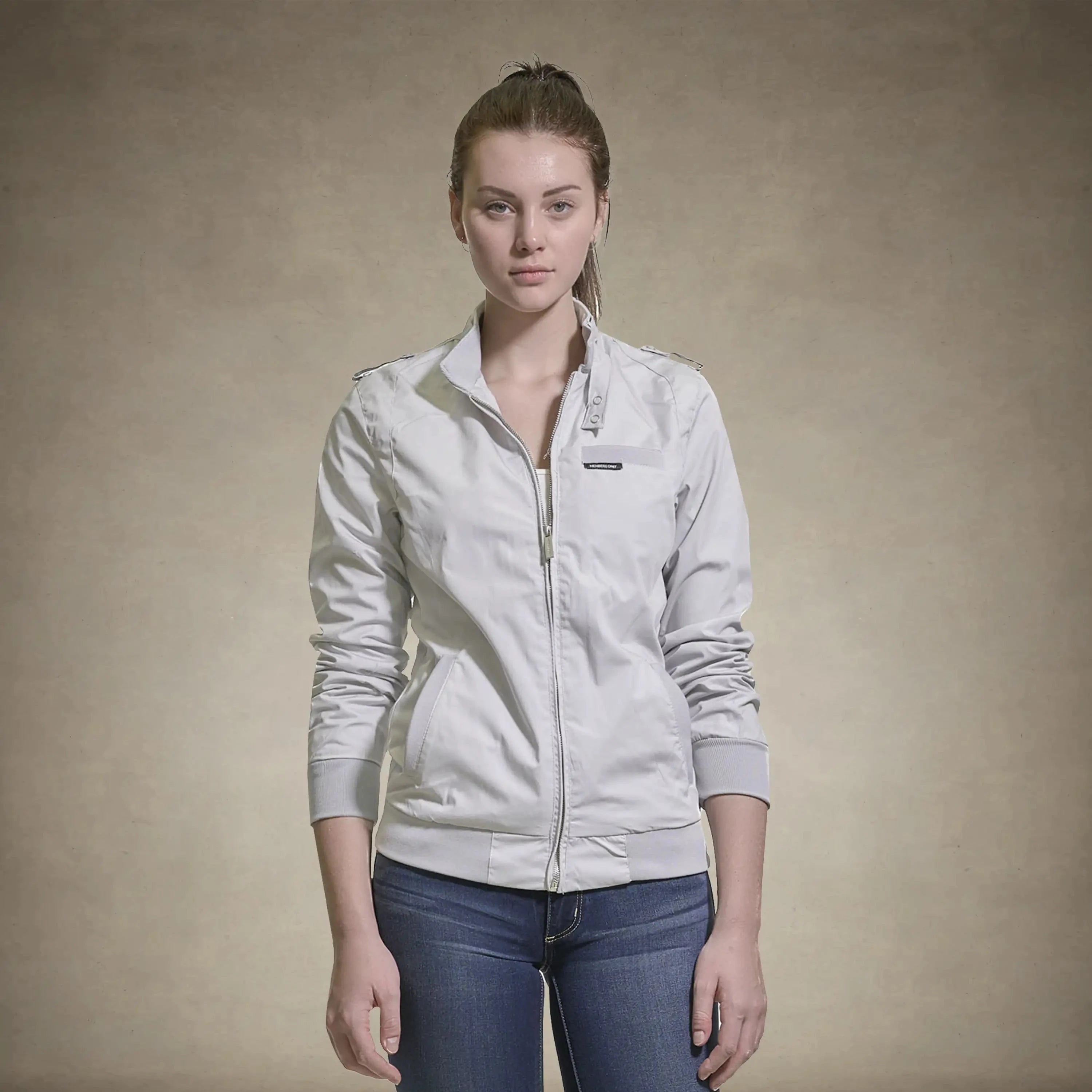 Women's Classic Iconic Racer Jacket (Slim Fit) Women's Iconic Jacket Members Only® Light Grey X-Small