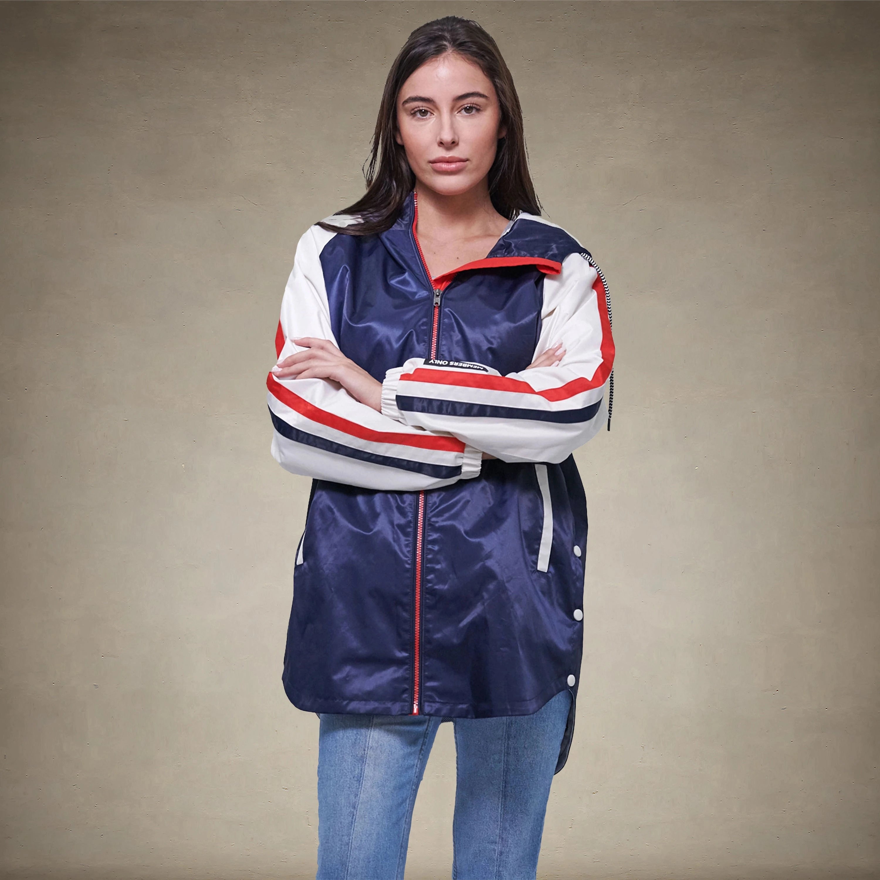 Women's Long Satin Twill Jacket - FINAL SALE Womens Jacket Members Only® Navy X-Small