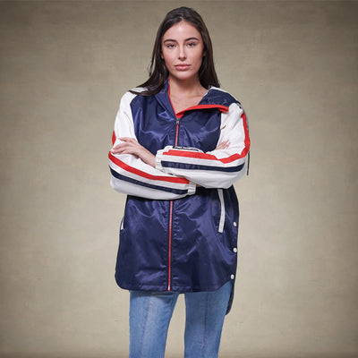 Women's Long Satin Twill Jacket - FINAL SALE Womens Jacket Members Only® Navy X-Small