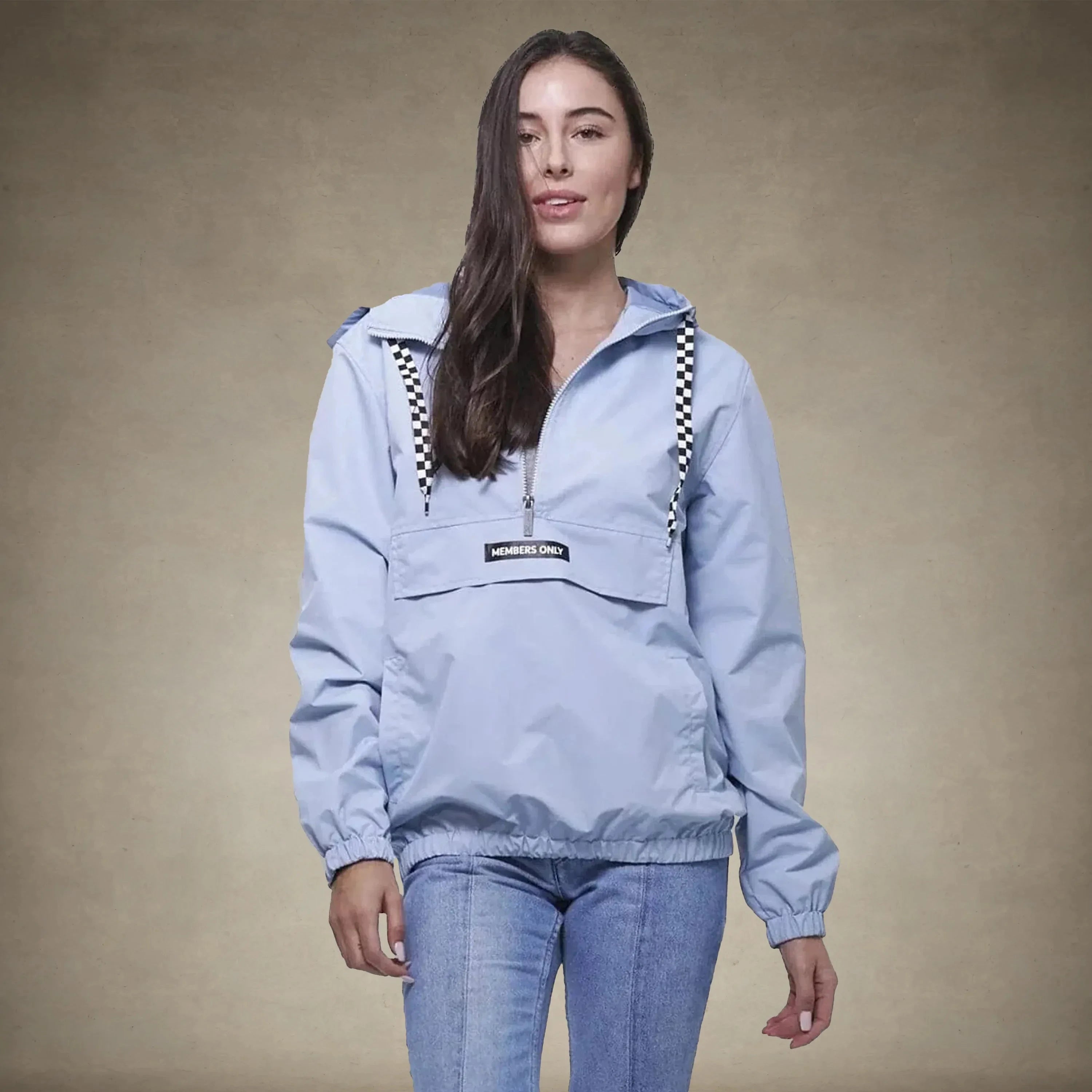 Women's Poly Taslon Pullover Jacket with hood - FINAL SALE Womens Jacket Members Only® Dusty Sky S