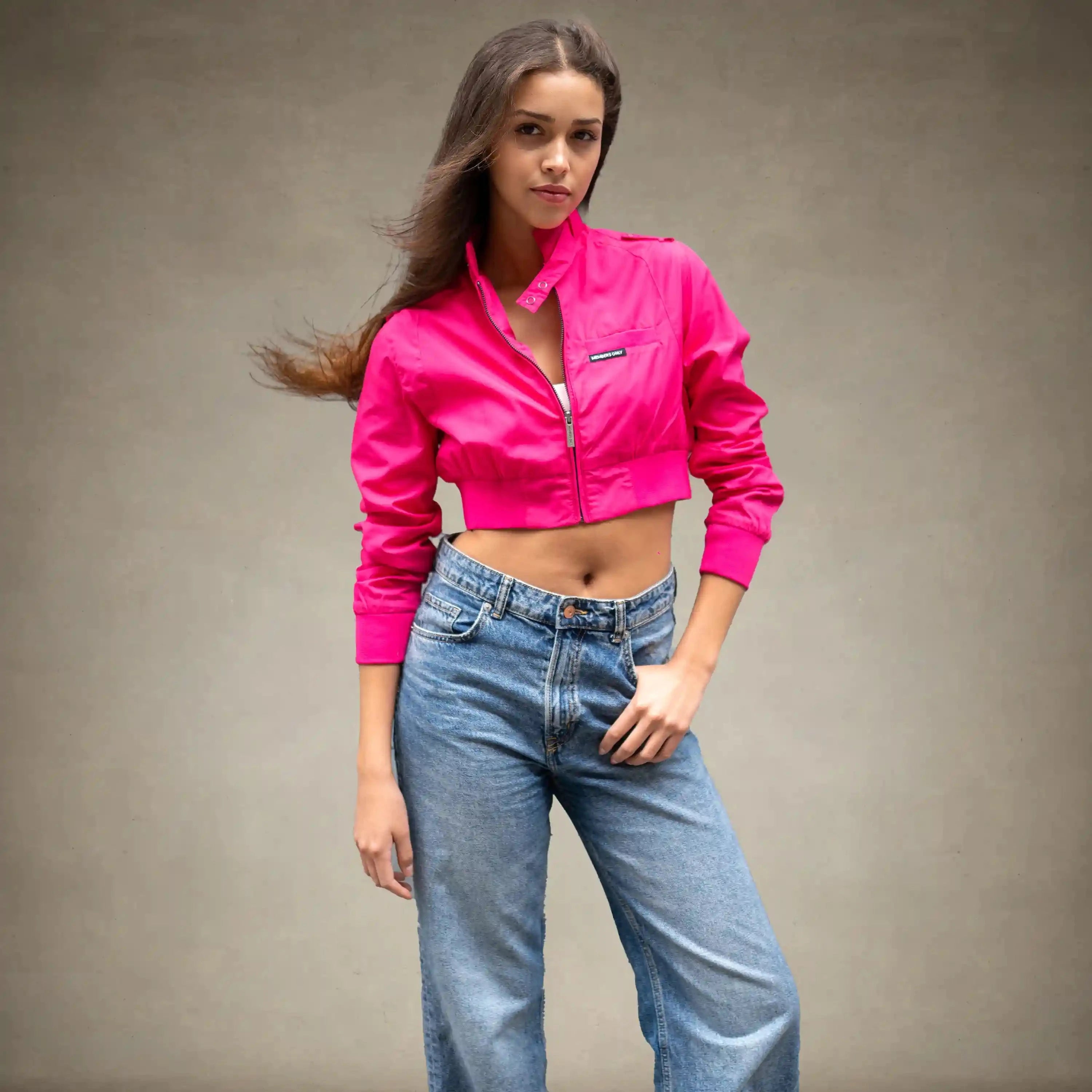 women's cropped racer jacket x-small hot-pink