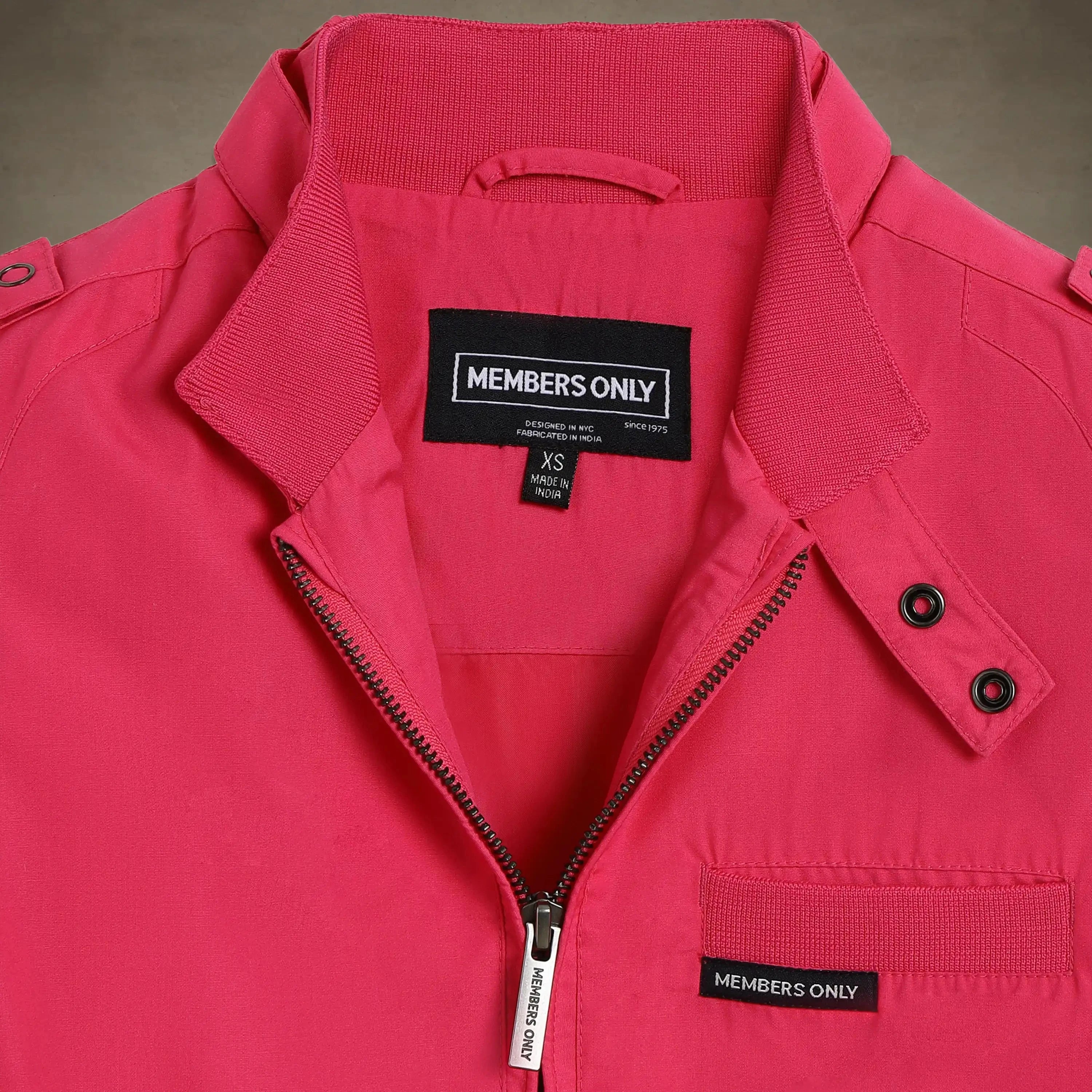 members only women's hot-pink cropped racer jacket small