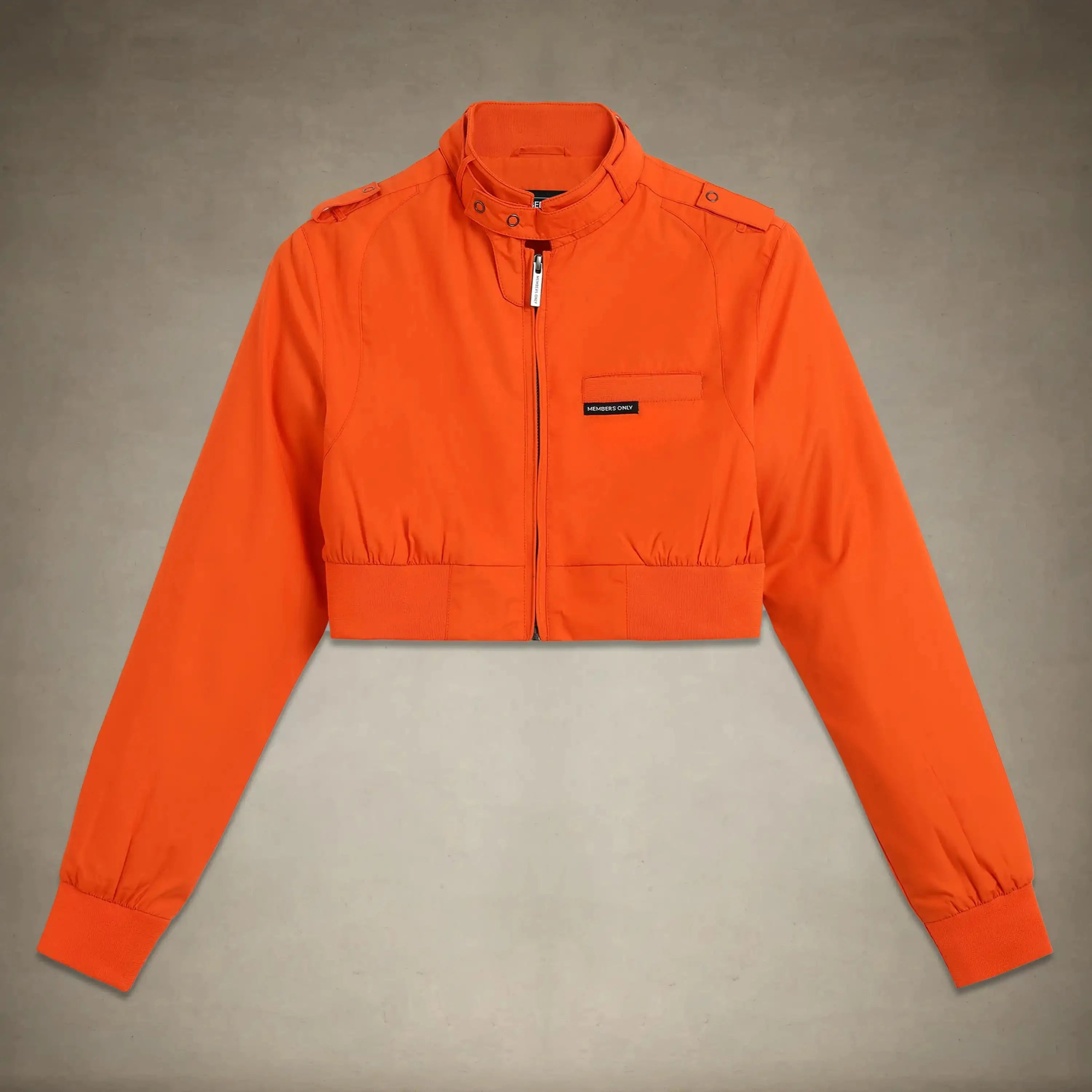 members only cropped racer jacket for women x-small orange