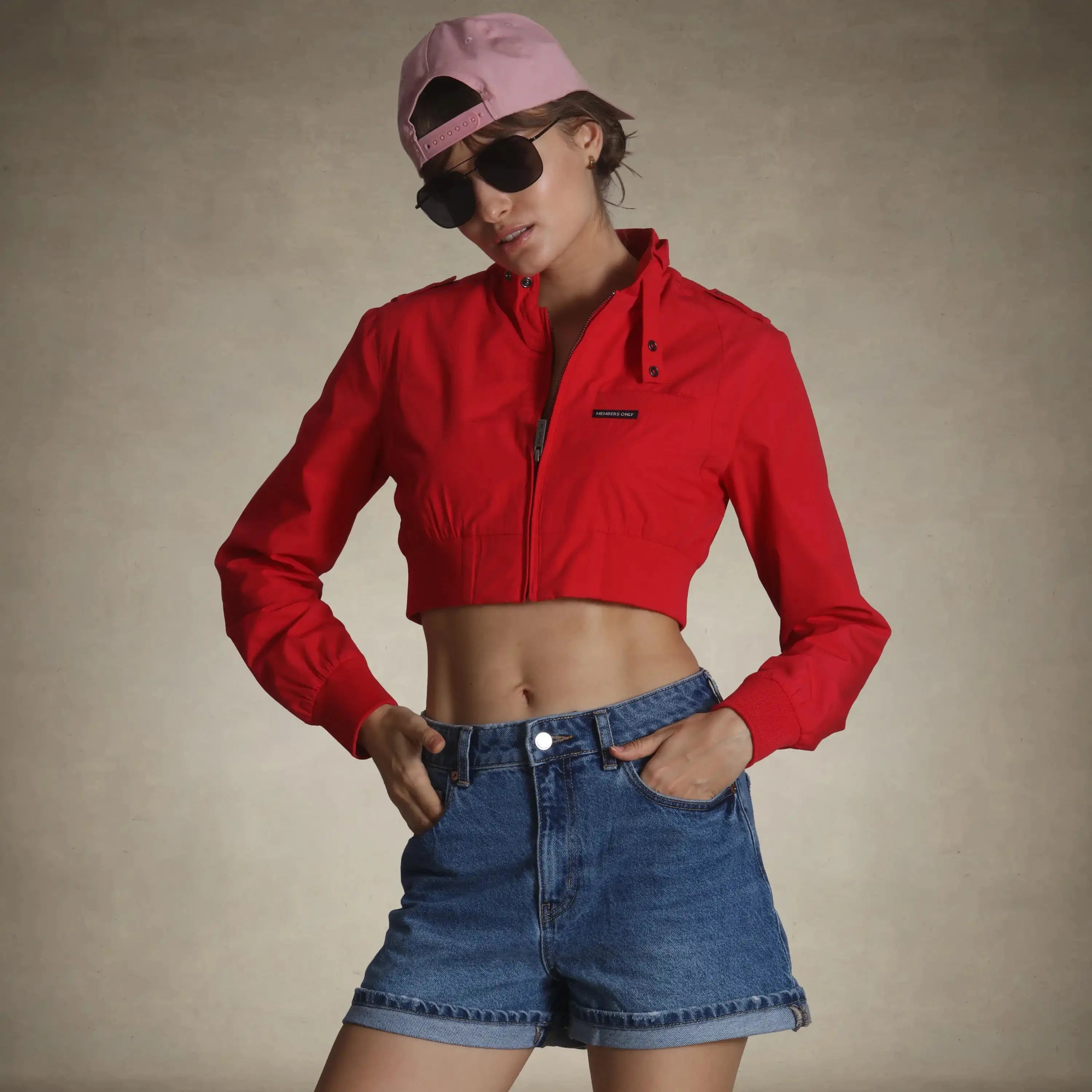 Women's Mini Cropped Racer Jacket Women's Iconic Jacket Members Only® Red X-Small