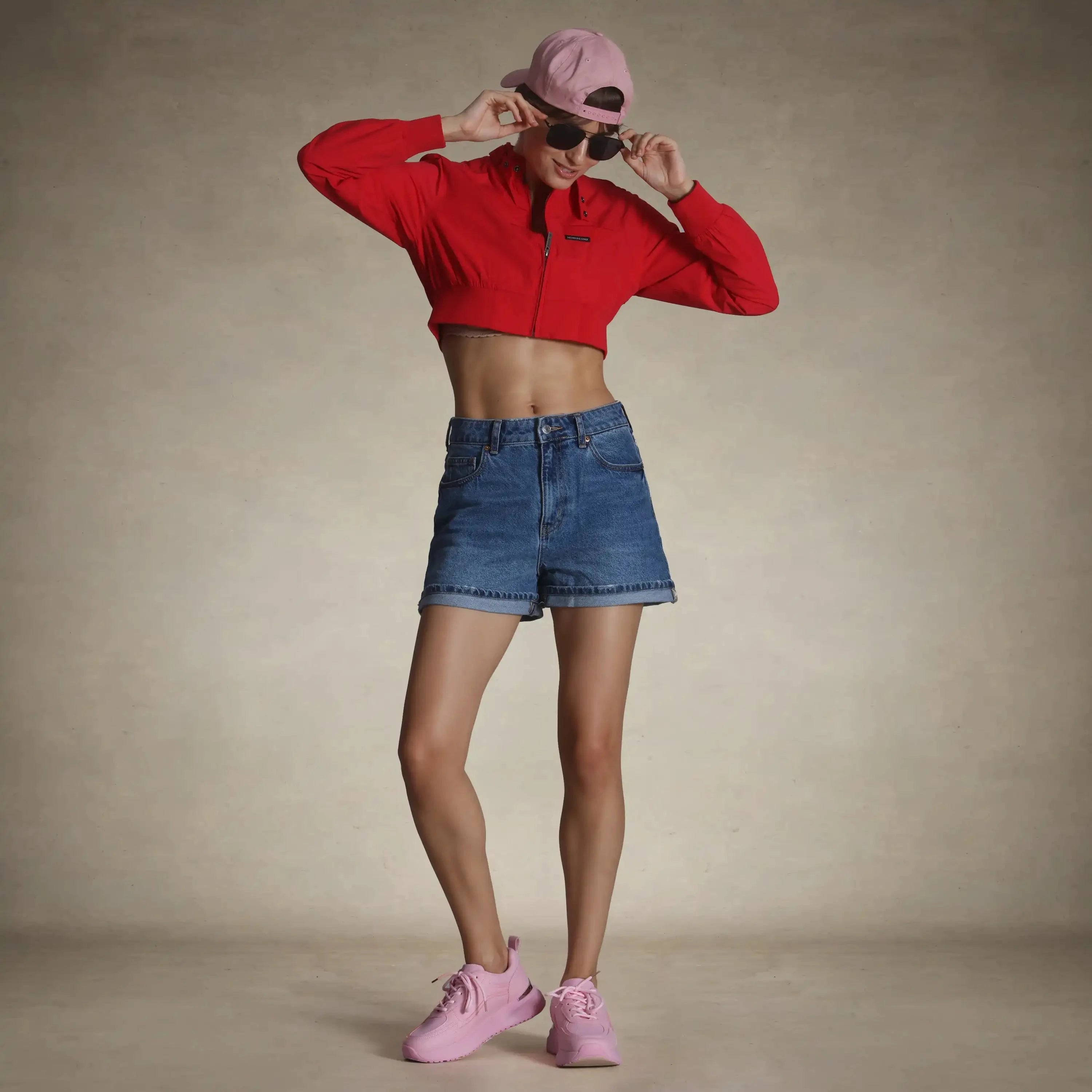 members only cropped racer jacket for women small red