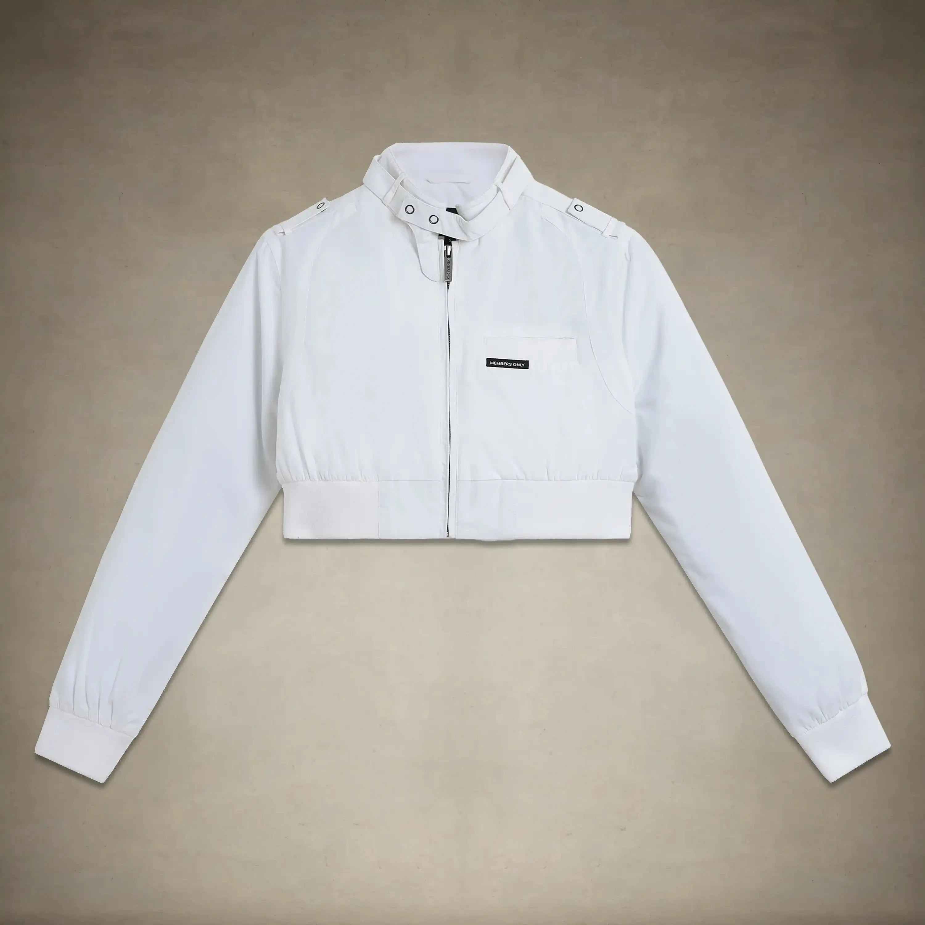 members only cropped racer jacket for women small white