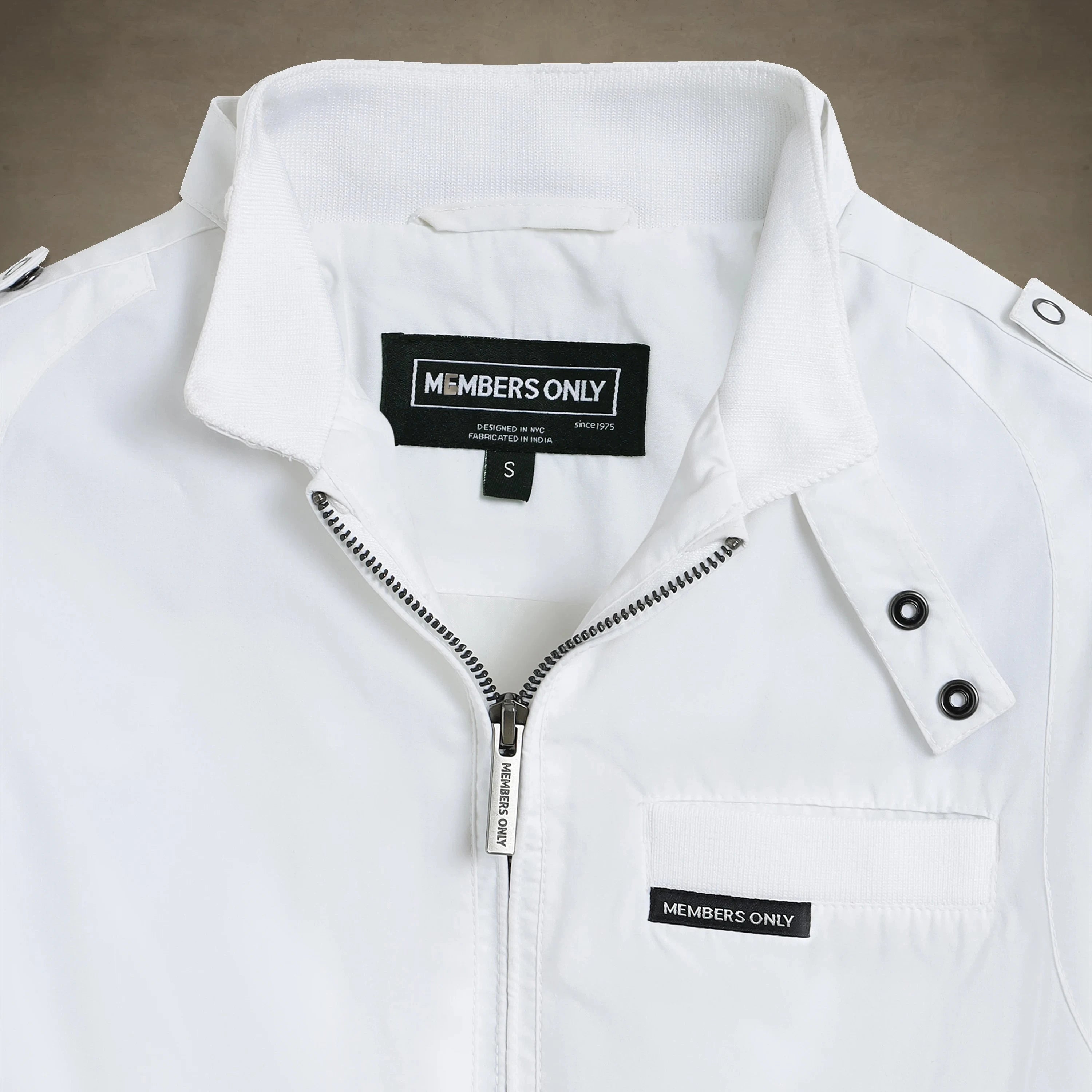 members only girls racer jackets white