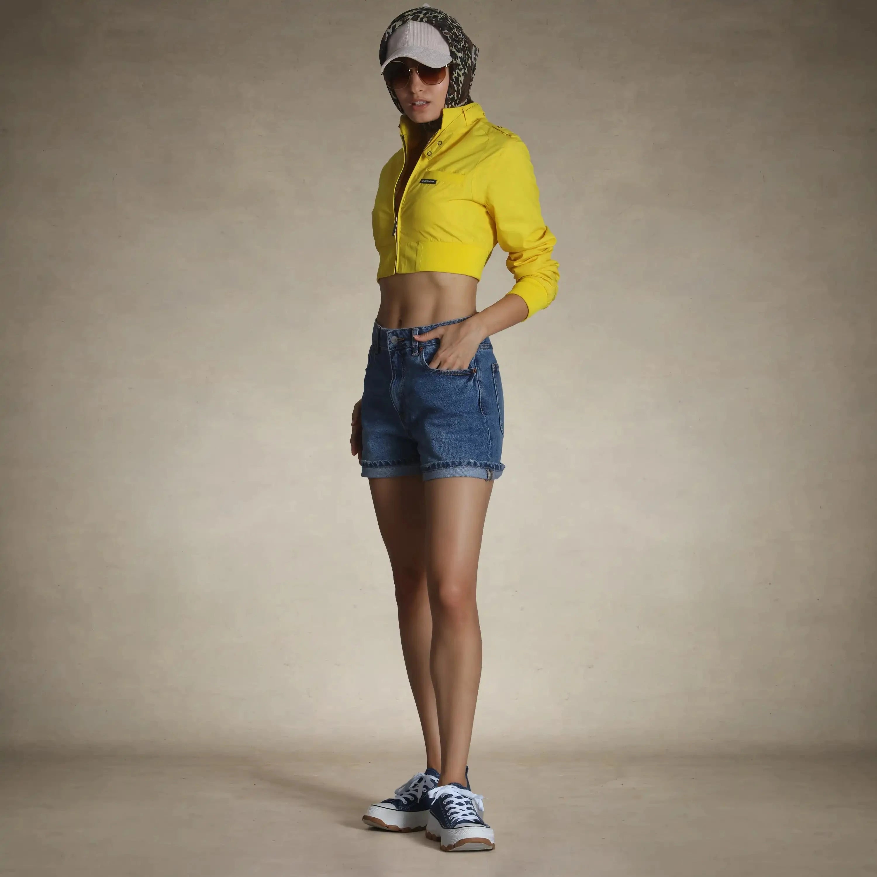 members only cropped racer jacket for women small yellow