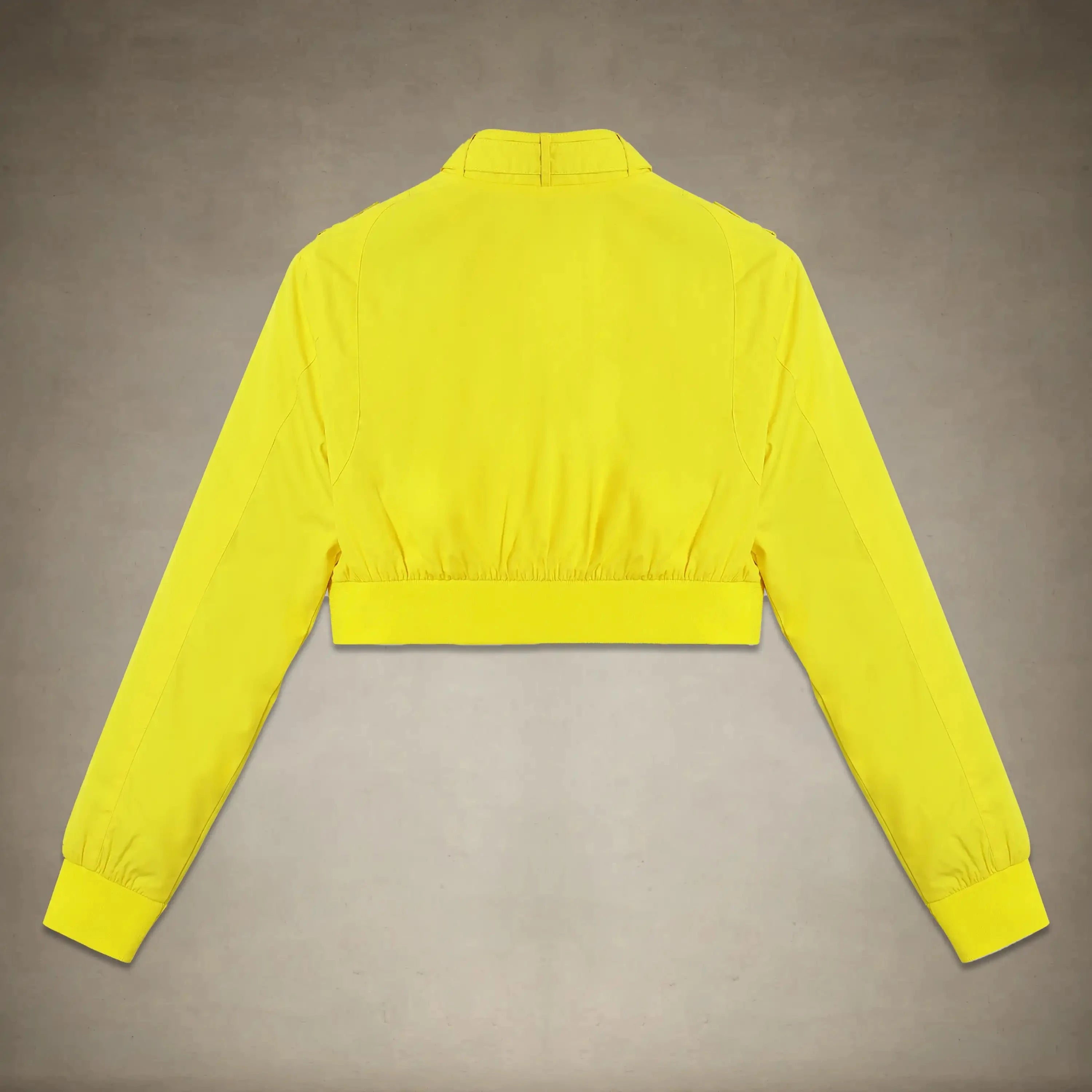 members only cropped racer jacket for women small yellow