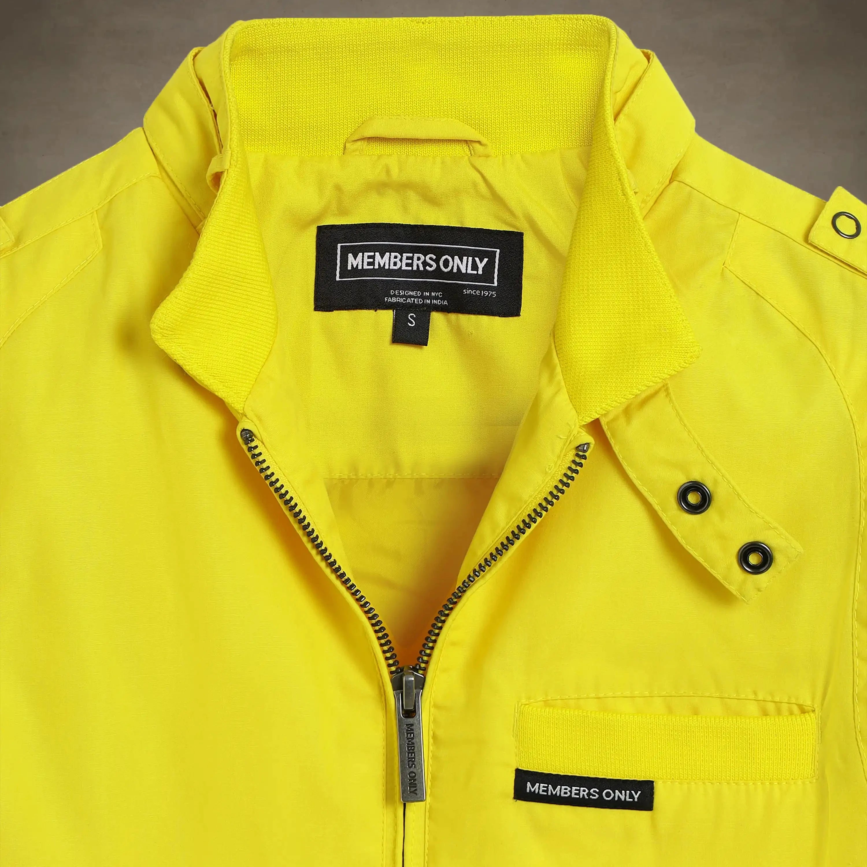 women's cropped racer jacket small yellow