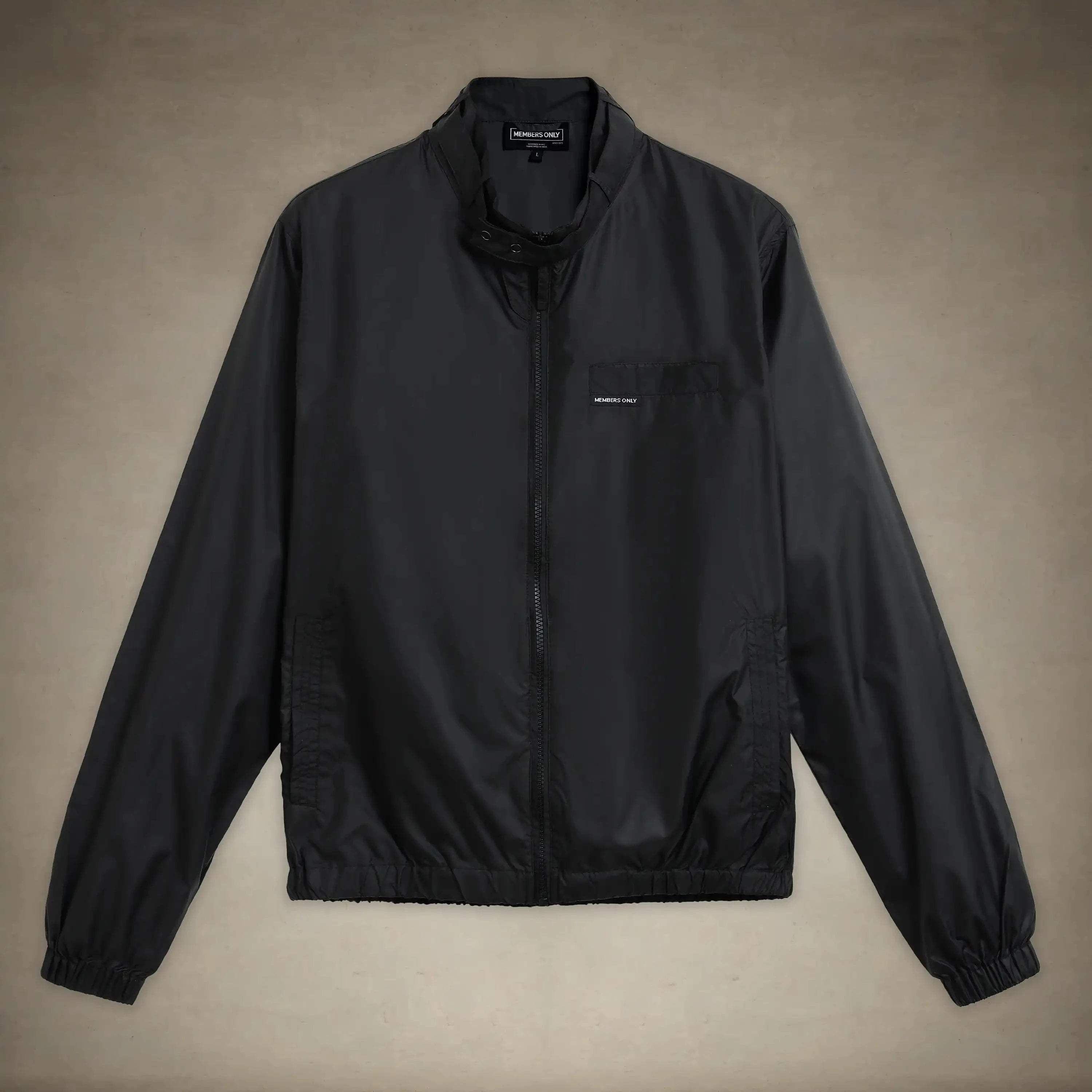 members only black windbreaker jacket for men small