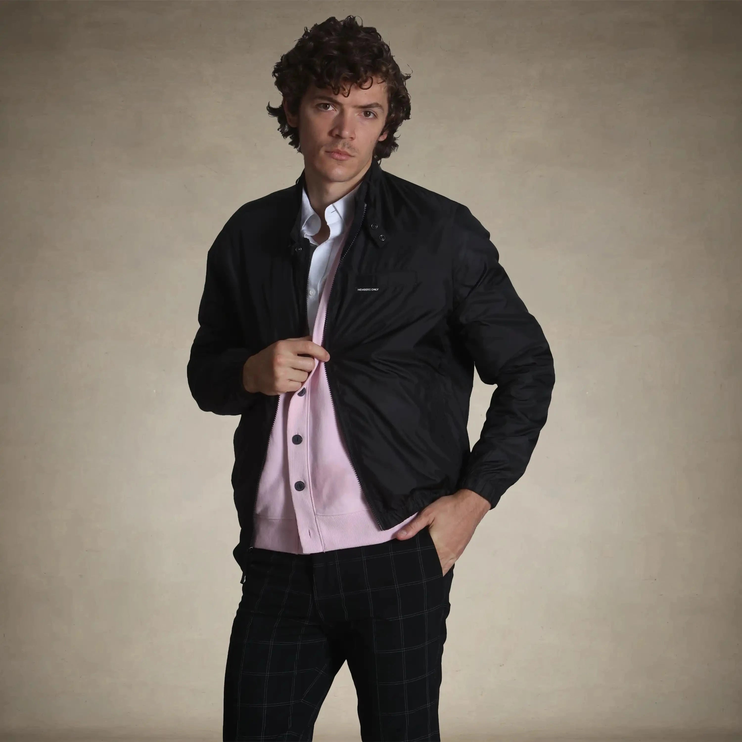 members only black windbreaker packable jacket for men