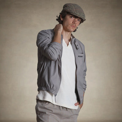 members only packable men's windbreaker jacket for travel grey small