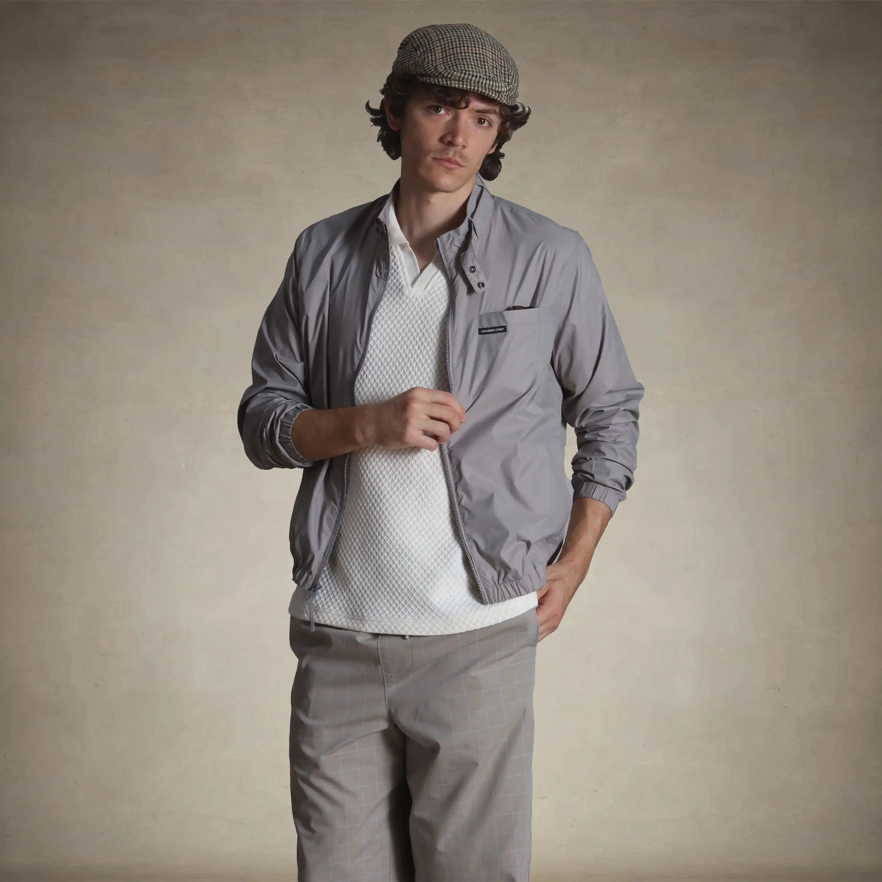 members only men’s windbreaker jacket for summer layering grey small