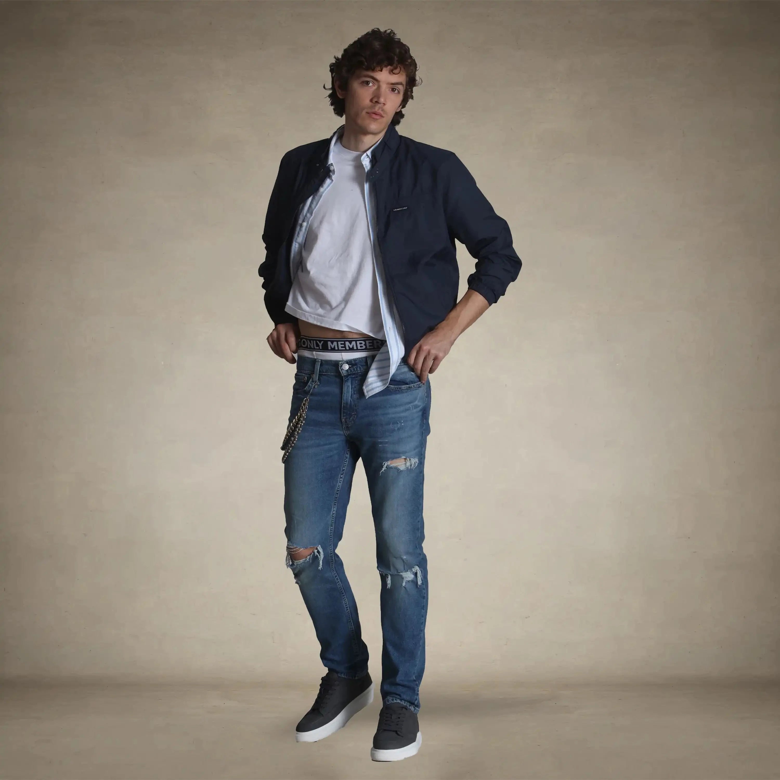 members only windbreaker jacket for men spring collection small navy