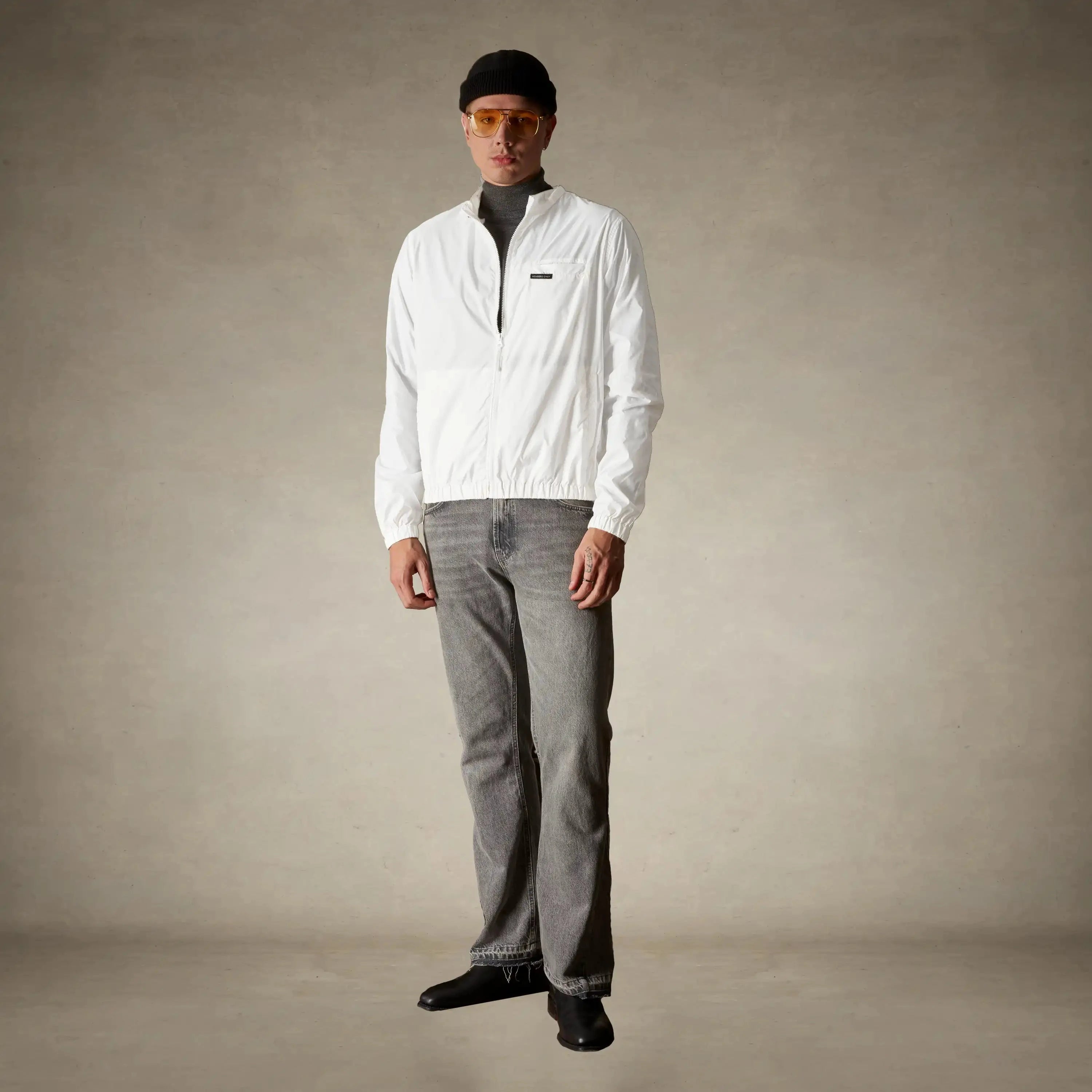 members only packable mens windbreaker jacket for travel white