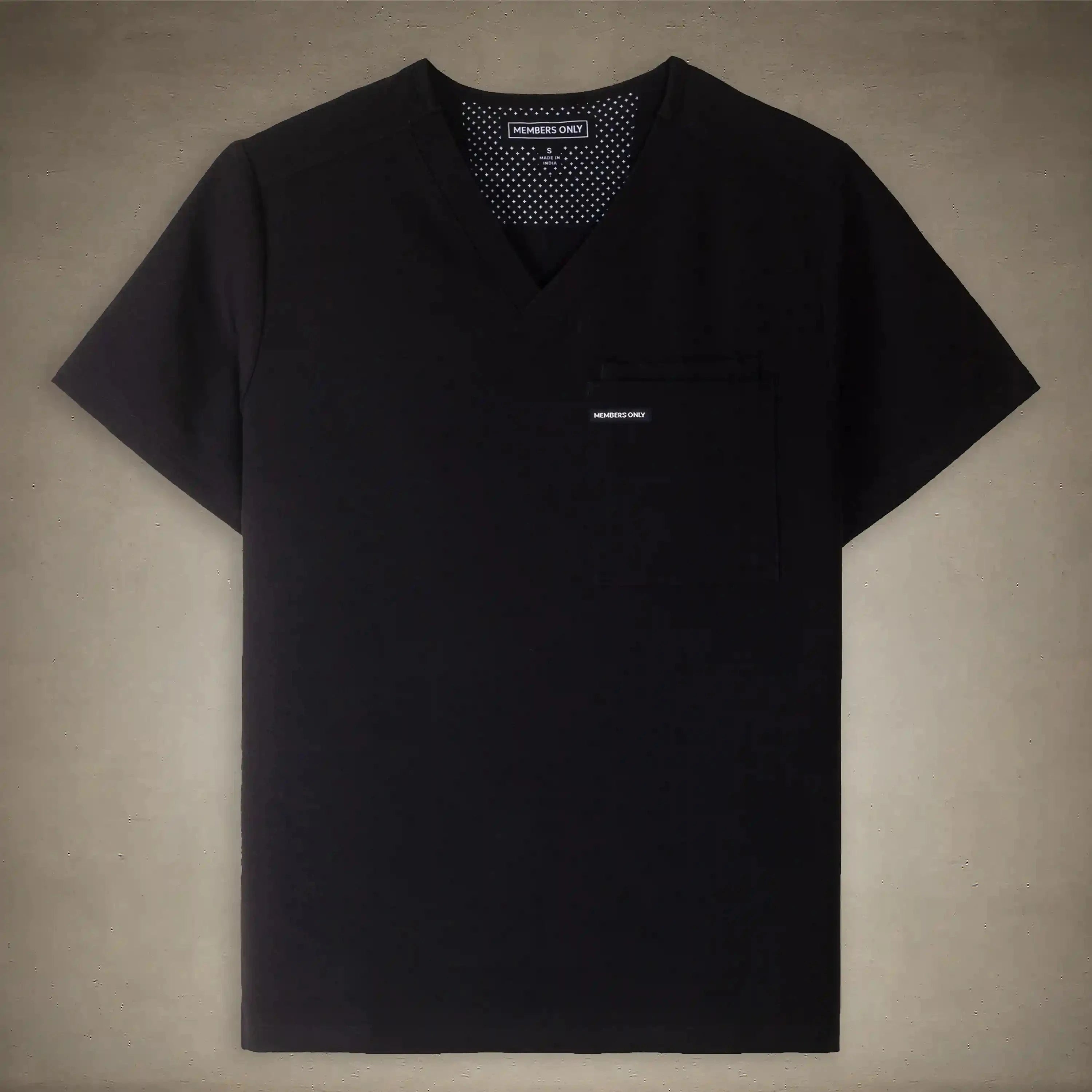 Members Only Brighton 2-Pocket Men's Scrubs Top for hospital uniforms Small Black