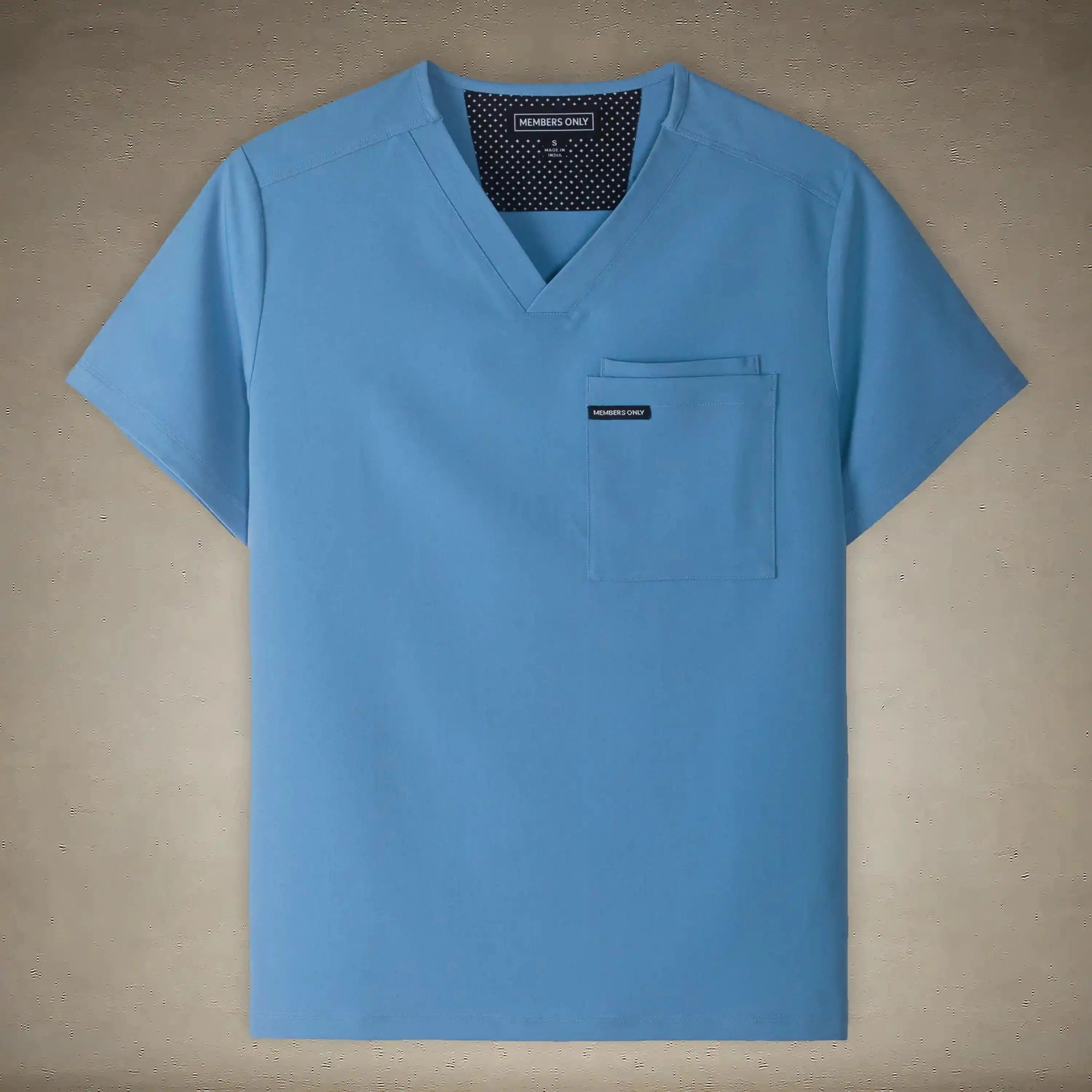 Members Only Brighton 2-Pocket Mens Scrubs Top for hospital uniforms Ceil-Blue Small