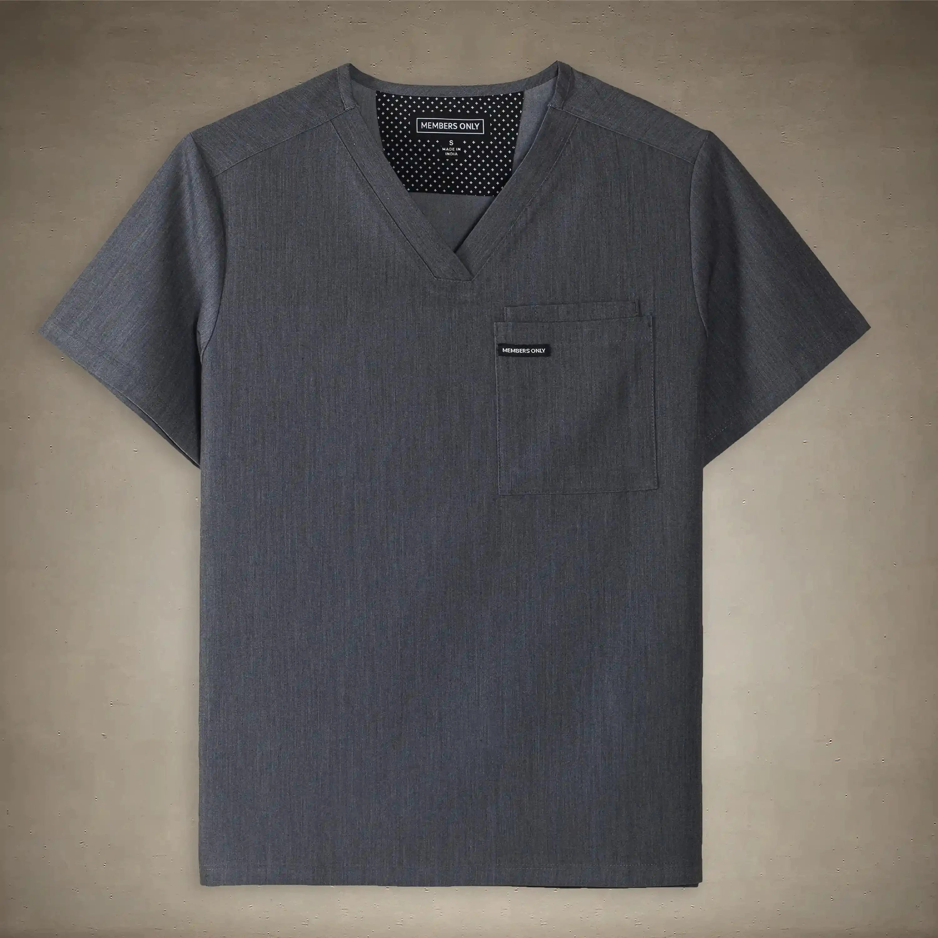 stylish Brighton 2-Pocket Mens Scrubs Top for hospital uniforms Grey Small